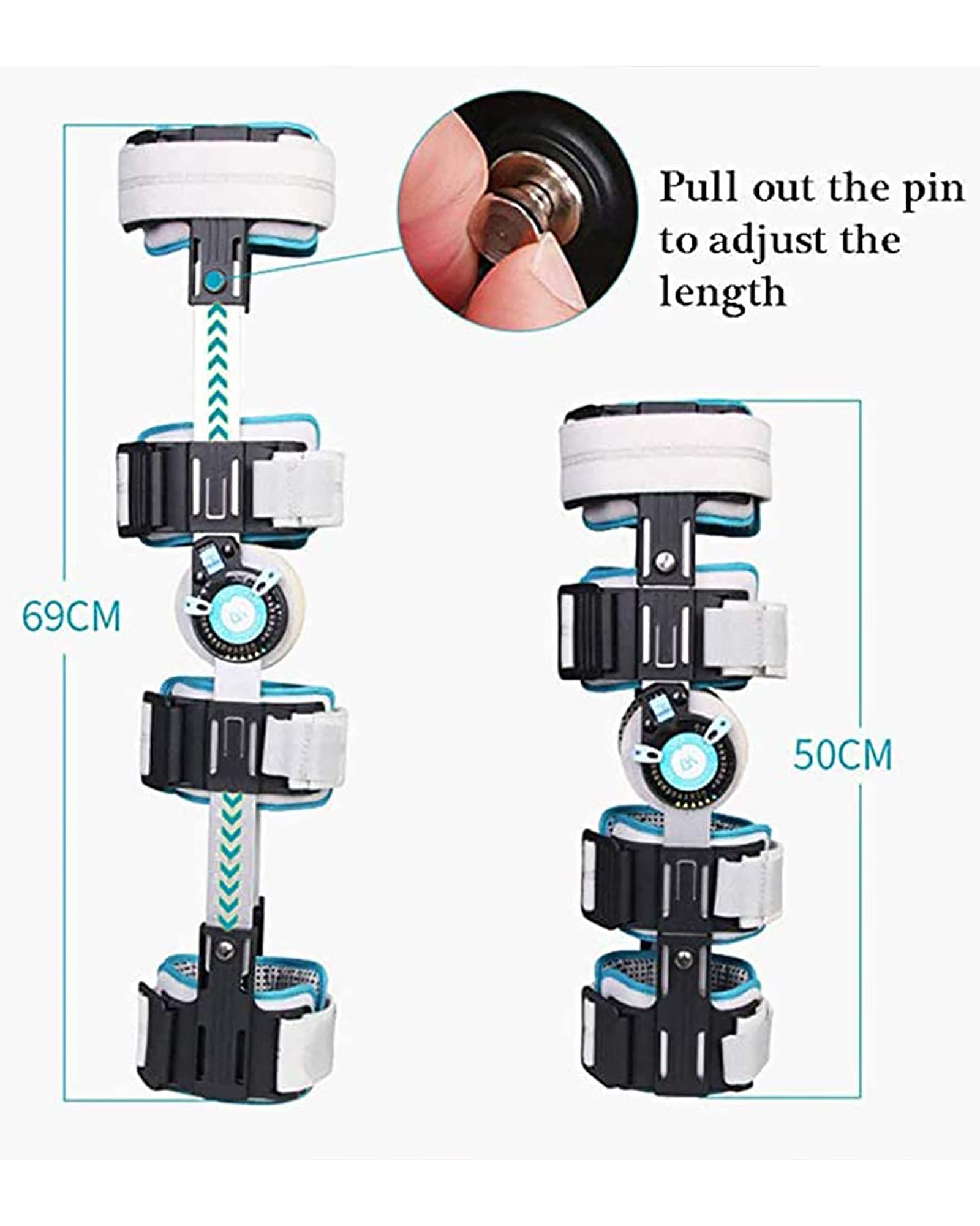 Orthèse de Genou réglable Support de Genou articulé Attelle Arthrite/Ligament Blessure Fixation Support Stabilisateur de Jambe pour Hommes et Femmes