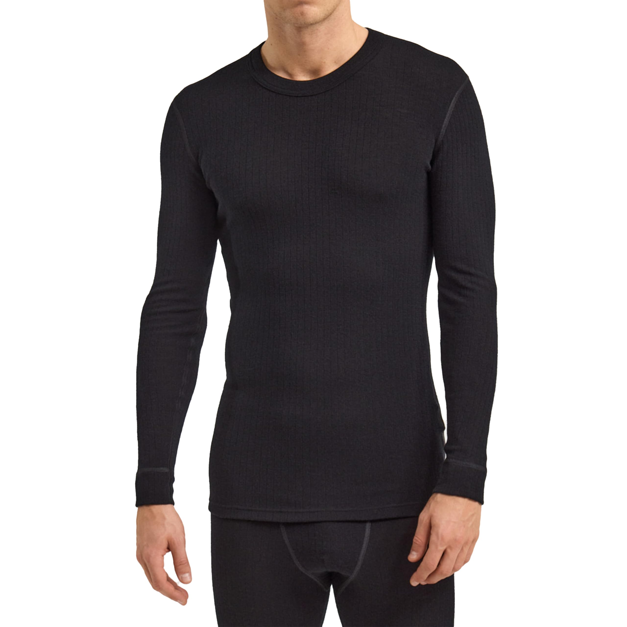 DILLING Men's Merino Wool Long Sleeve top - Black L