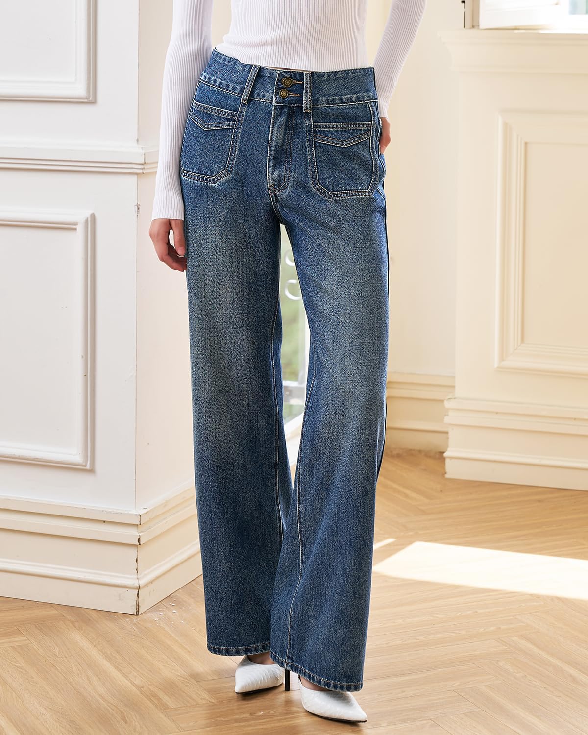 Women’s High Waisted Baggy Jeans – Stretchy Wide Leg Tummy Control Straight Leg Denim Pants Trendy Jeans for Women 2025 - Image 3