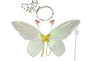 Enchanted Fairy Wings Transform Your Costume with Floral Garland, Wand & Elf Ears