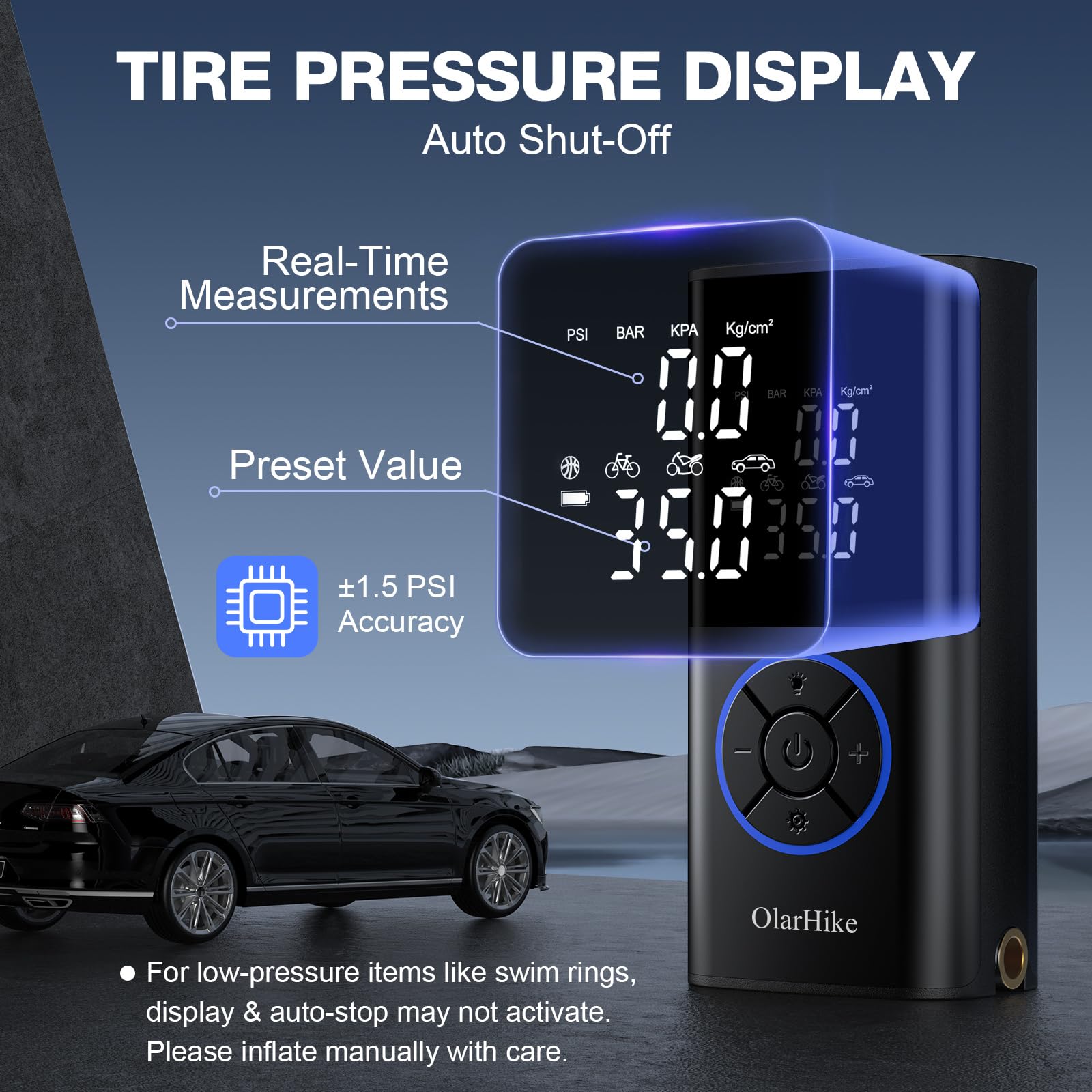 OlarHike Tire Inflator Portable Air Compressor Smart Dual Hose System 160PSI Auto Air Pump for Car Tires Bike — view 6
