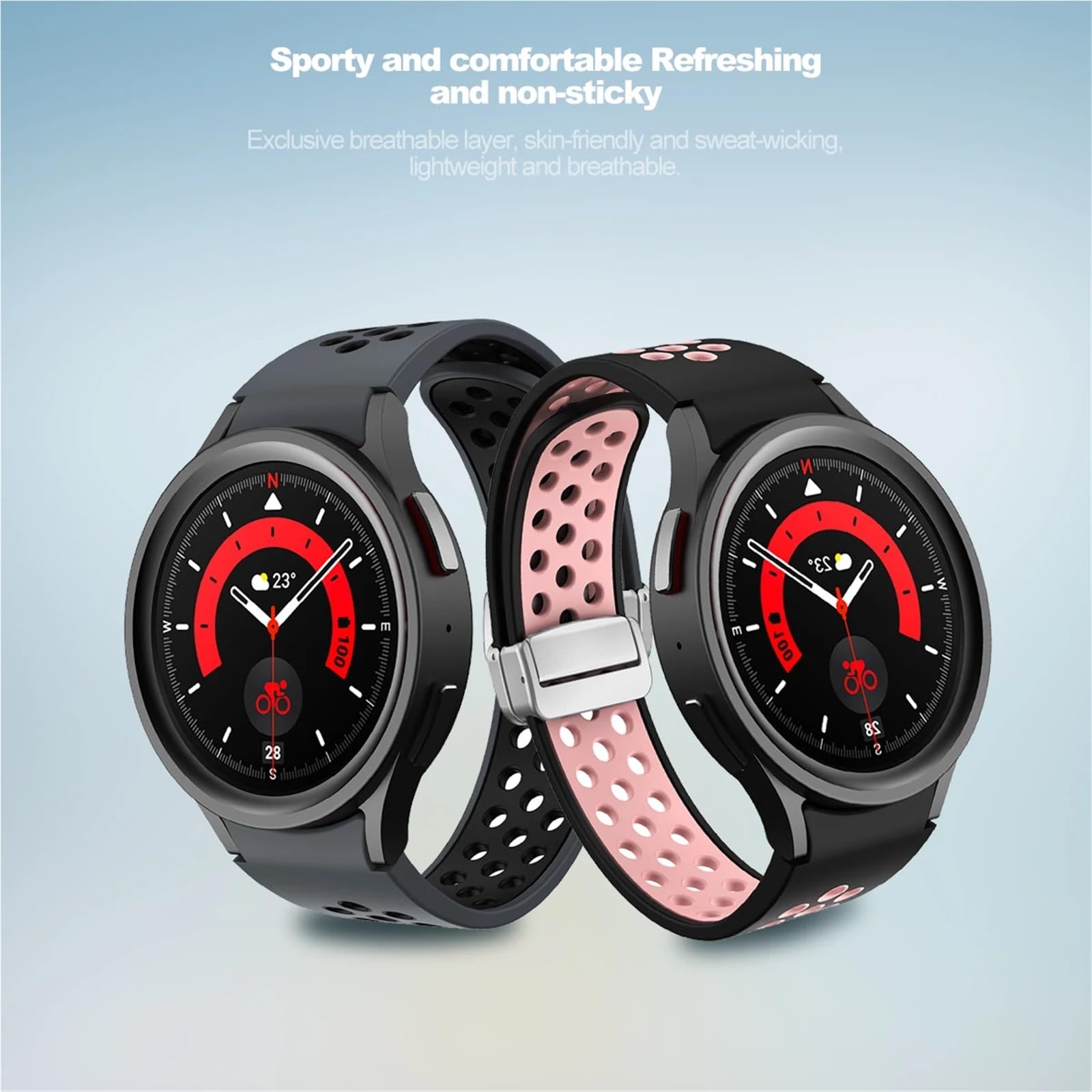 JDIME Cinturino in silicone da 20 mm per Samsung Galaxy Watch 6 Classic 43 47mm 5Pro 45mm Breathe No Gaps Orologio con fibbia magnetica 7 6 5 4 40mm 44mm Cinturini per orologi