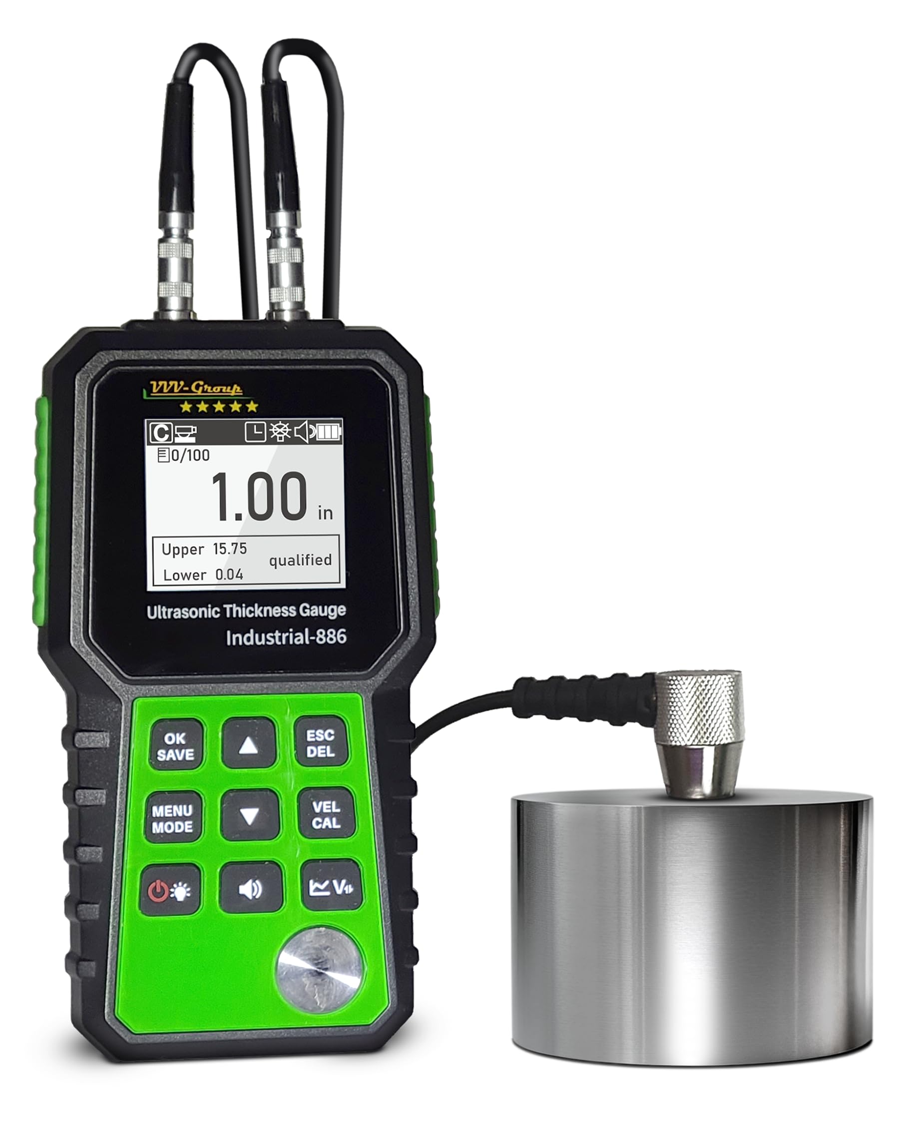 Ultrasonic Thickness Tester Industrial-886 / Digital Metals Thickness Gauge with Range 0.04-15.75in(1-400mm) / Industrial Measuring Instrument