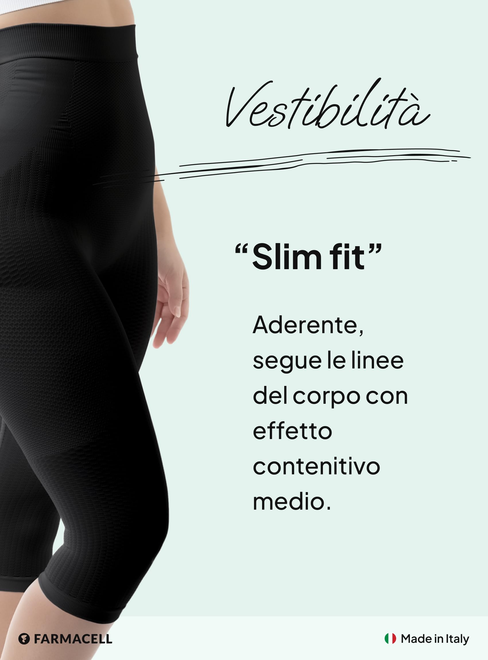 FarmaCell Leggings Anticellulite Donna 3/4, Leggings Push Up Corti Modellanti a Vita Alta, Made in Italy, 323
