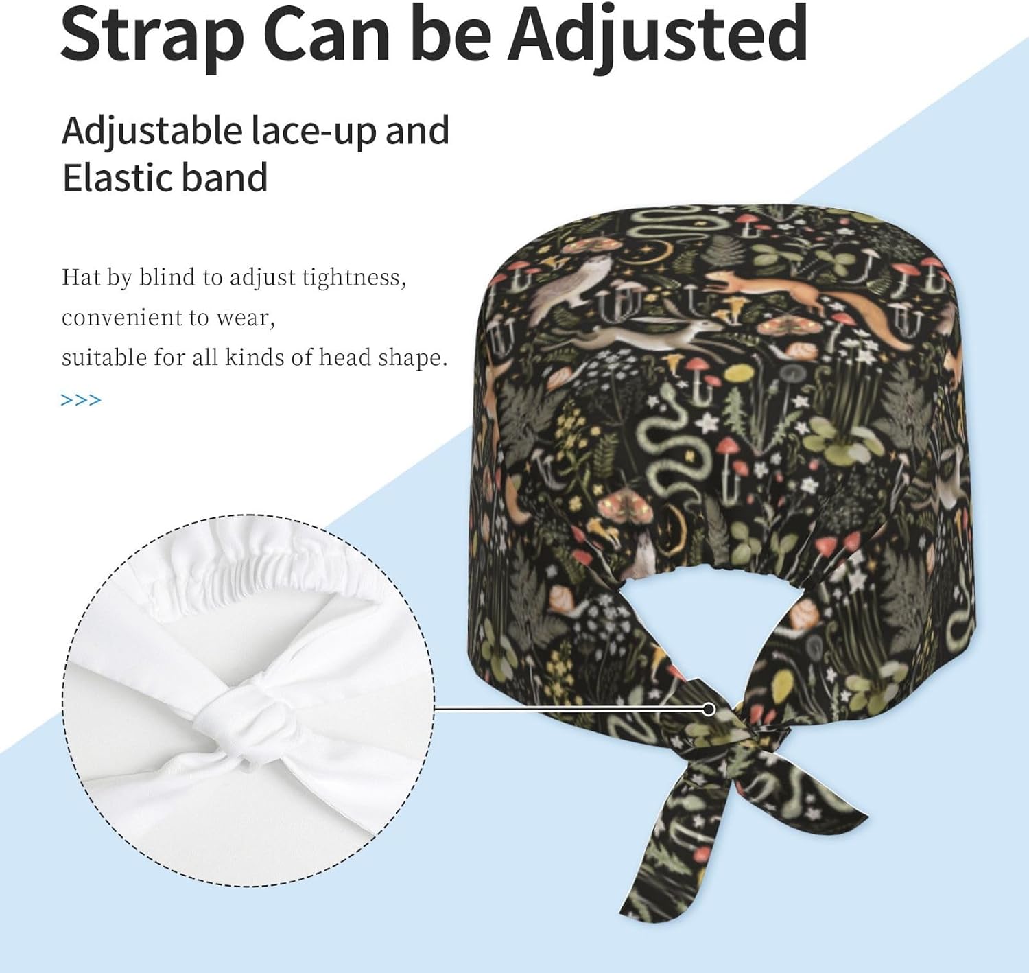 Surgical Caps Men Women, Scrub Cap with Sweatband Adjustable image 4