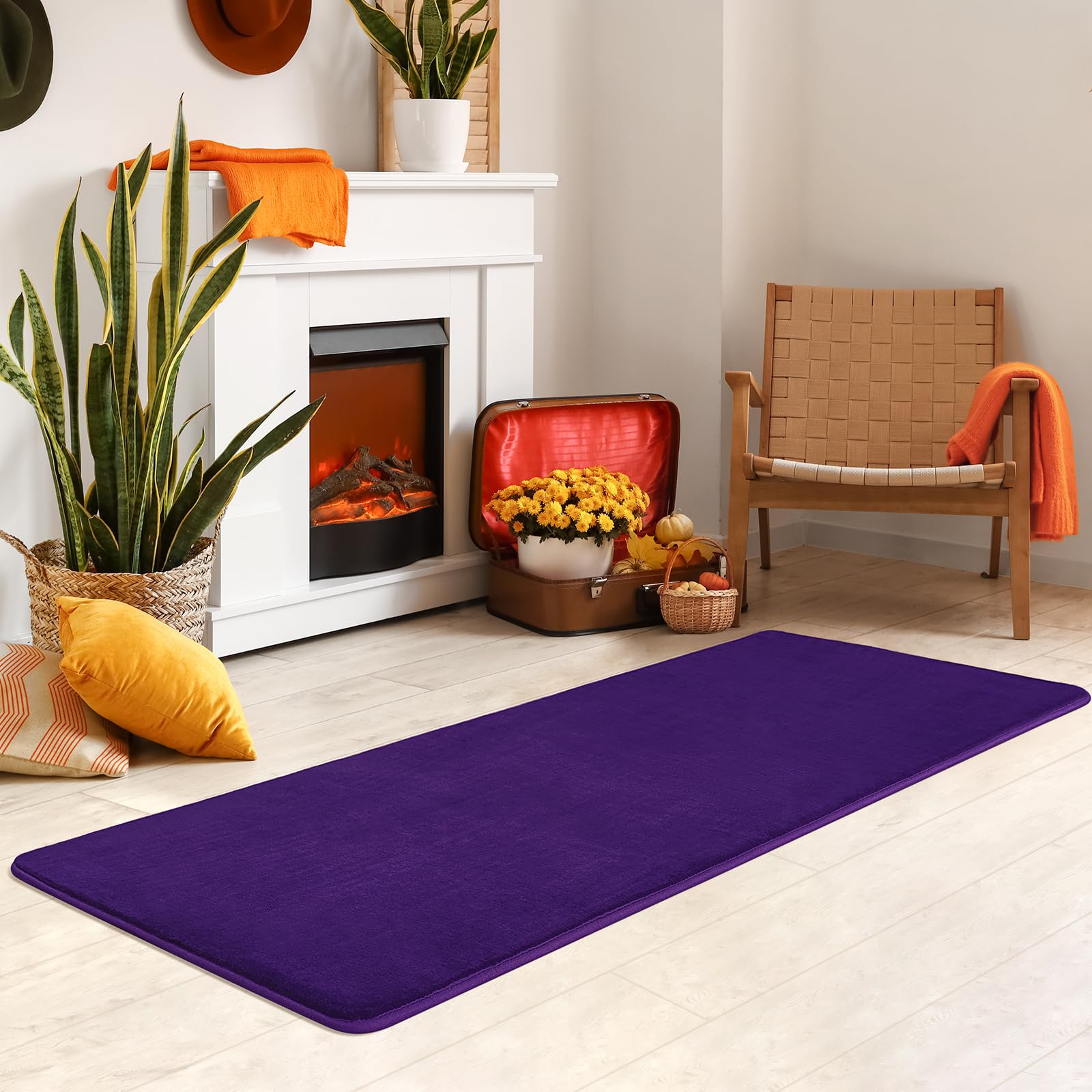 Softlife Washable Runner Rug for Bedroom Living Room Rug, 2x6 Purple Soft Fluffy Hallway Runner Rug, Non-Slip Indoor Carpet for Kitchen Laundary Room