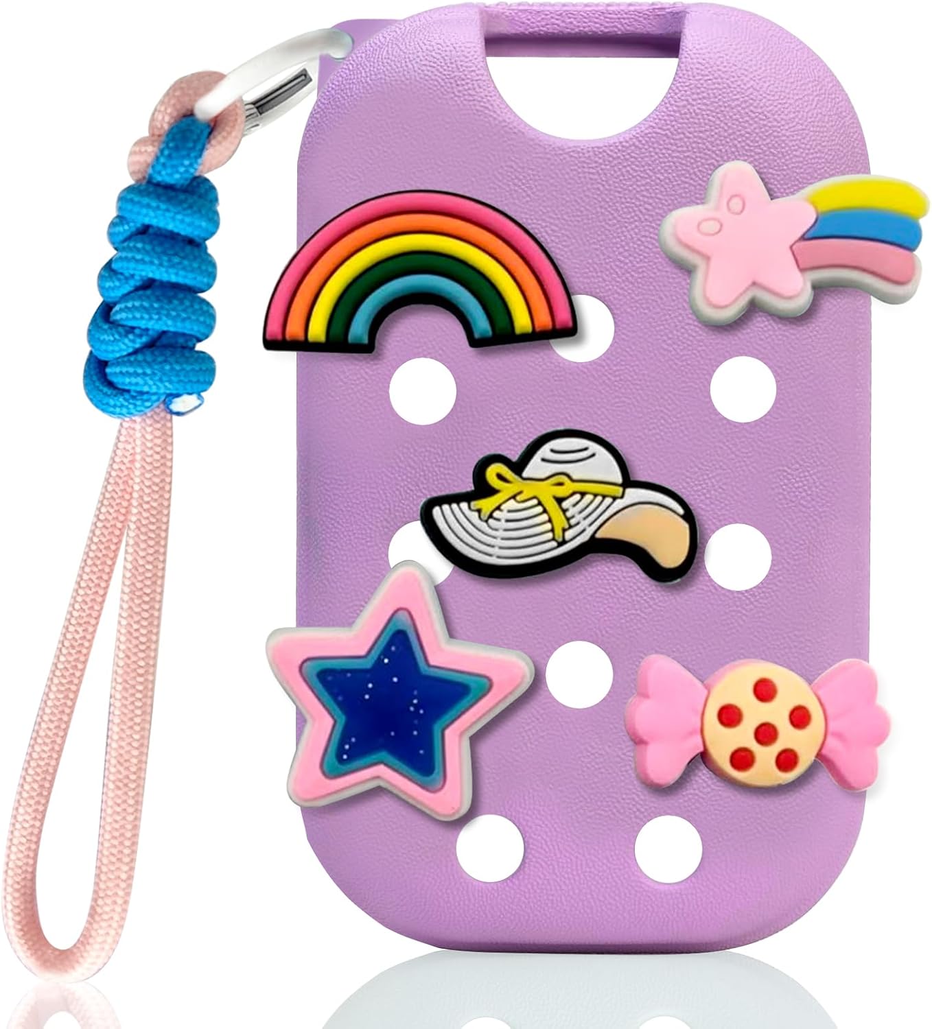 EVA Case for Touchland Mist 1 FL.OZ(30mL),With 5 Charms & Keyring, Stylish Cute Hand Sanitizer Spray Accessory,Lightweight & Portable for Travel-Purple