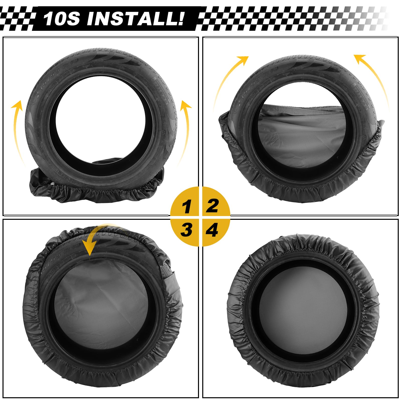 13"-16" Housse de Roue de Secours, Ajustement Universel, en Cuir Souple PVC, imperméable et résistant à la poussière, Sacs de Rangement pour pneus de Jeep, SUV