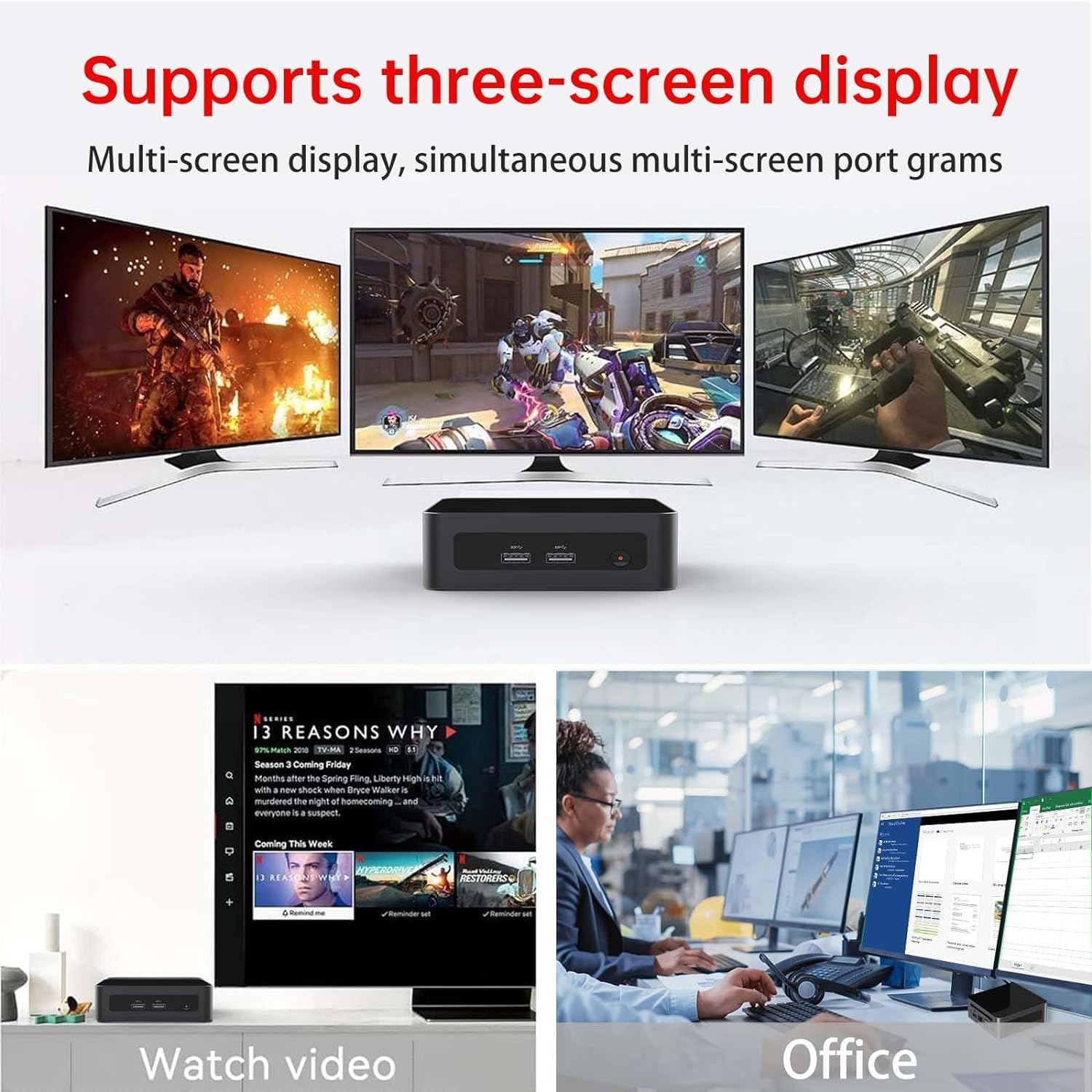 AskHand Mini PC 5600H AMD Ryzen, Ryzen 5 (6C/12T 4.2 GHz) 16 GB DDR4 512 GB SSD, Win11Pro/WiFi 6/BT-5.2/USB*4/Type-C (4K@60Hz~8K@30Hz)/ HDMI *2 (4K@60Hz) 32 uscita schermo e 32 GB USB