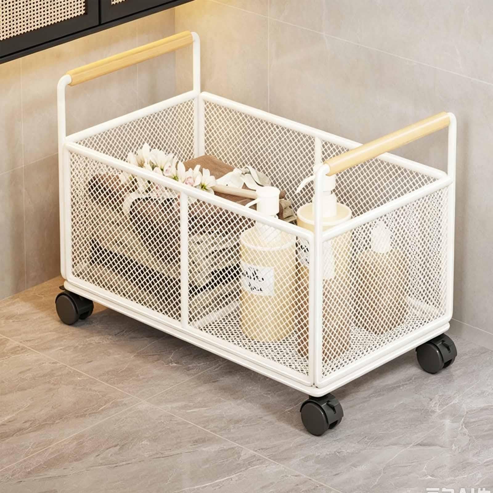 Carrello Porta Biancheria Sporca In Metallo, Cesto Bucato