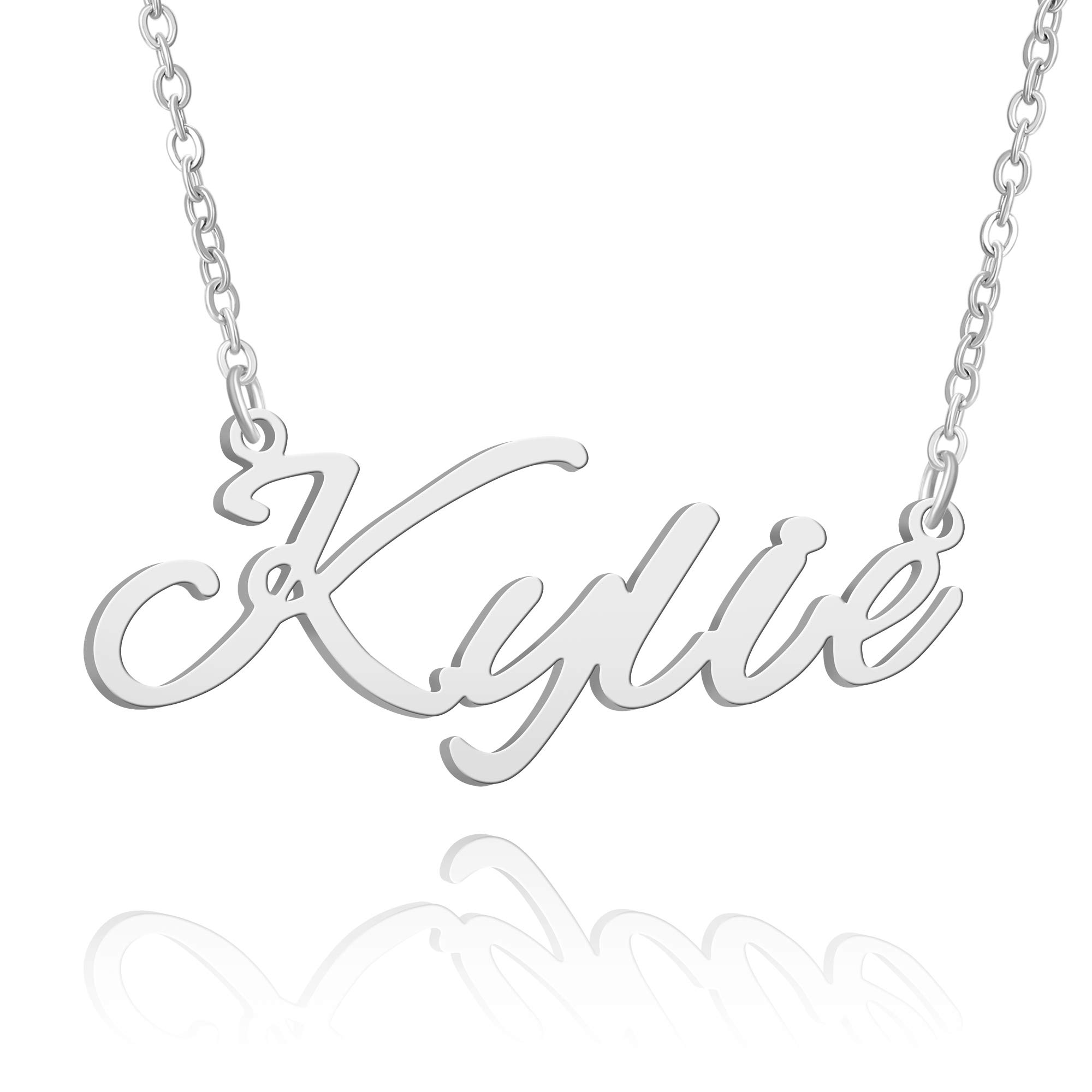BUREIWomen Personalized Name Necklace Pendant Jewellery Gift For Mom Wife Girlfriend Mothers Day Valentines Loves Anniversary Birthday (14"-16"-18" inches)