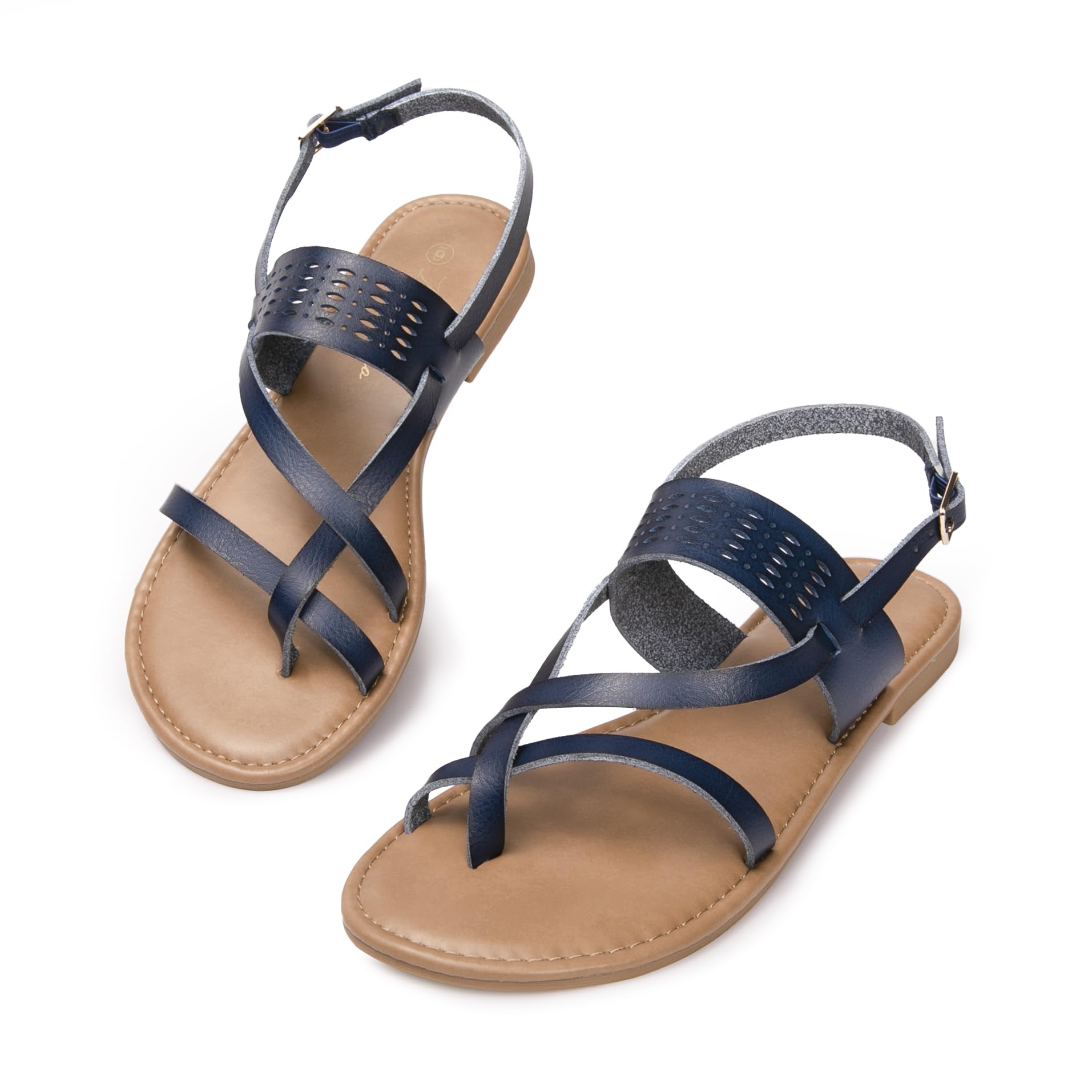 Luffymomo Womens Strappy Flat Sandals Gladiator Sandals Summer Casual Fisherman Thong
