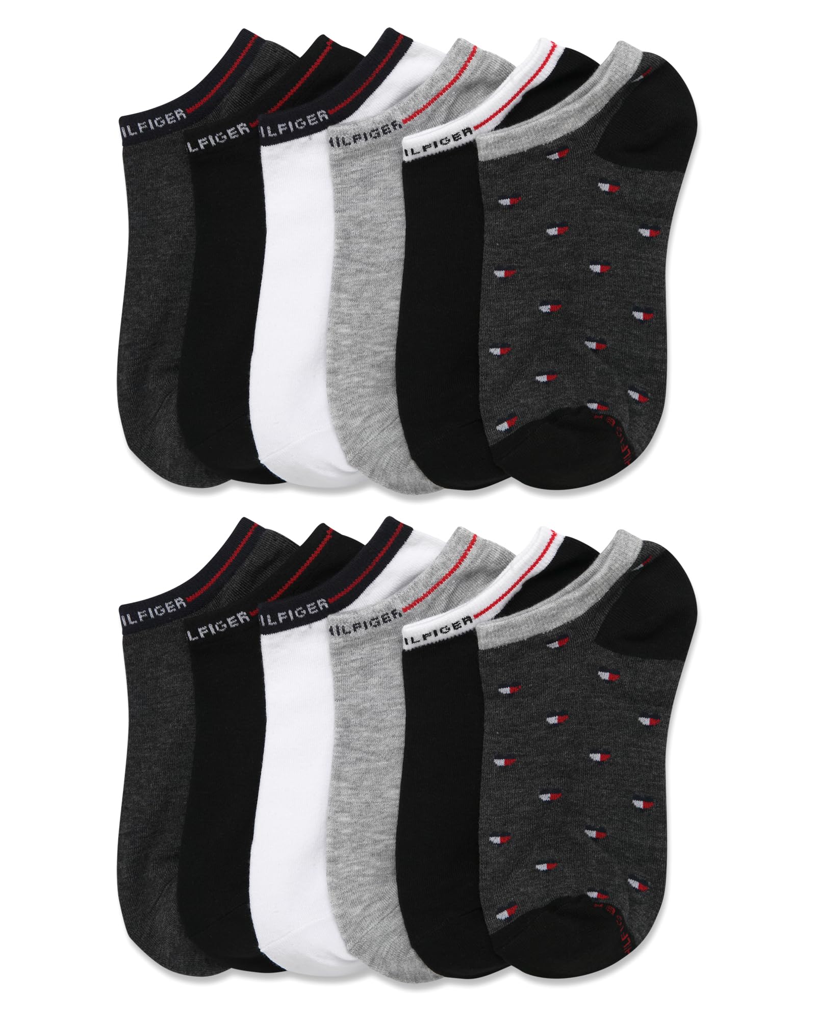 Tommy Hilfiger Damen Low Cut Socken - 12 Pack Lightweight Performance No Show - Sportsocken für Frauen (Größen 37-46), Schwarz, 36.5-43 EU
