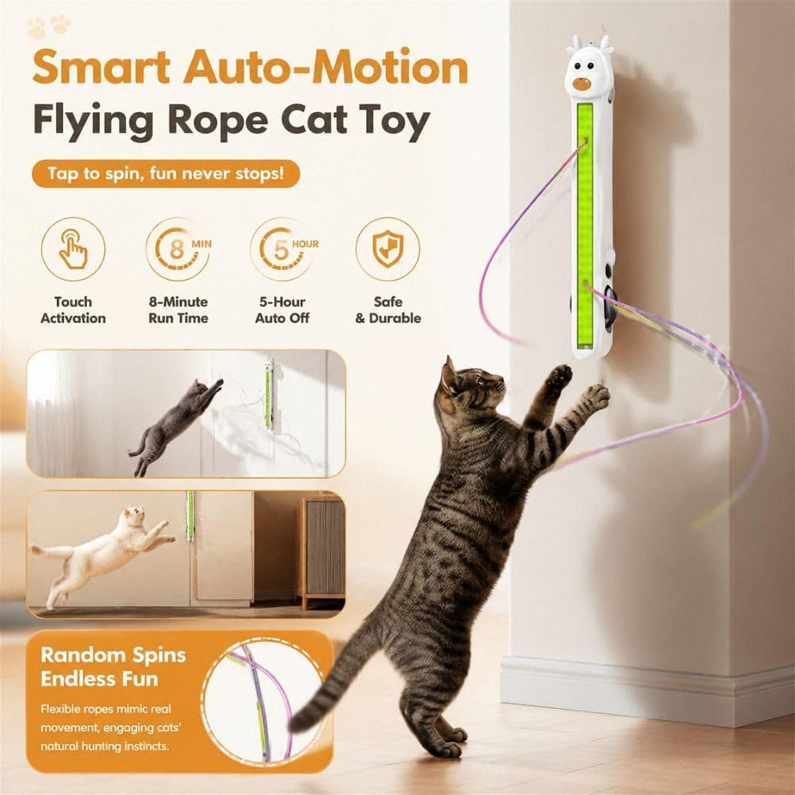 Générique Jouet pour Chat à Corde Volante à Mouvement Automatique, Jouet Interactif éLectrique Automatique pour Chat, Rechargeables Coin, Appartement, Aire de Jeu, Maison, Cuisine, Chambre (Bleu)