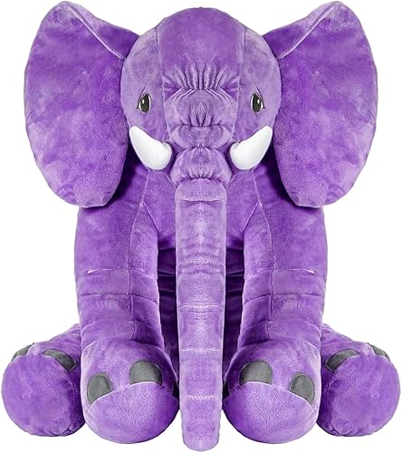 UICHUS Muñeca de peluche de elefante de gran tamaño, almohada de peluche, regalo de felpa (9.8 pulgadas) (púrpura)