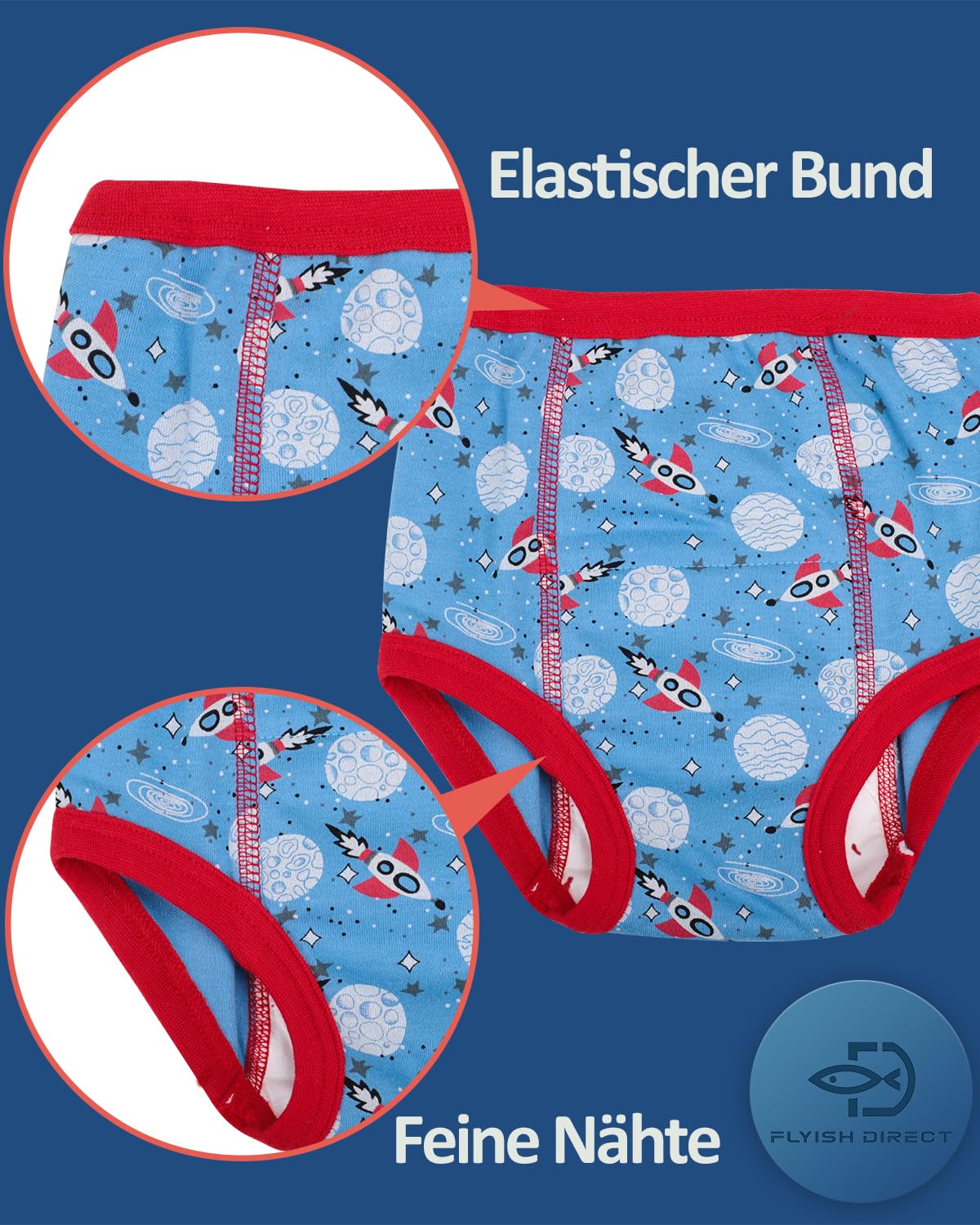 FLYISH Direct Trainingshose für Jungen, weich und saugfähig, 6-lagiger Stoff, 100% Baumwolle, 4 Packungen/6 Packungen, Auto - 4