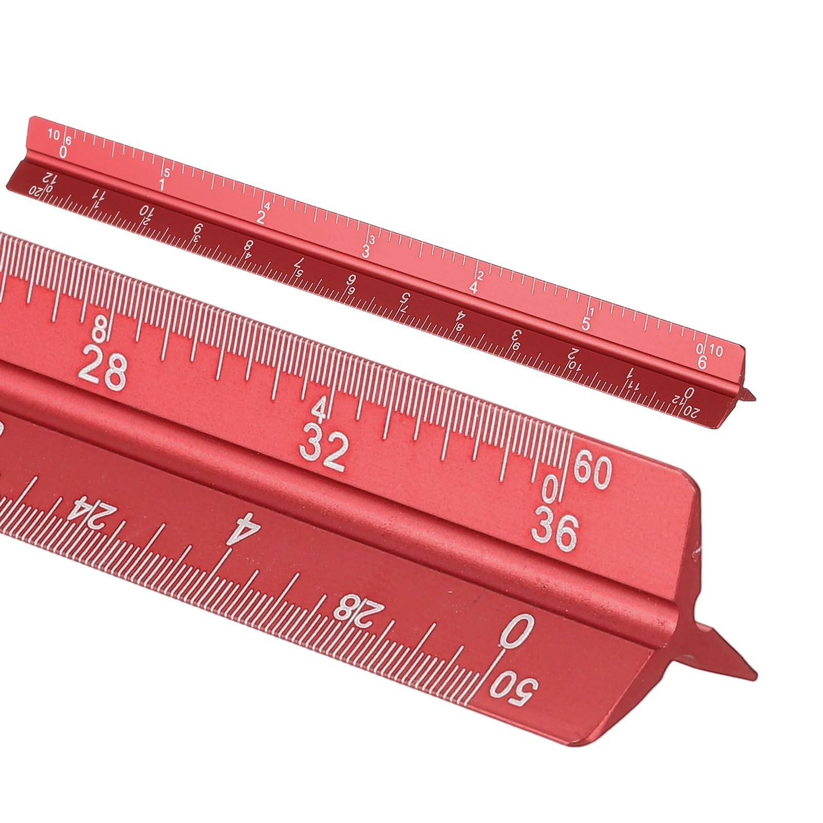 sourcing map Architectural Scale Ruler, 7 Inch Standard Aluminum Alloy Architect Triangular Large Scale Laser-Etched Blueprint Drafting Ruler for Architects Engineers, Red