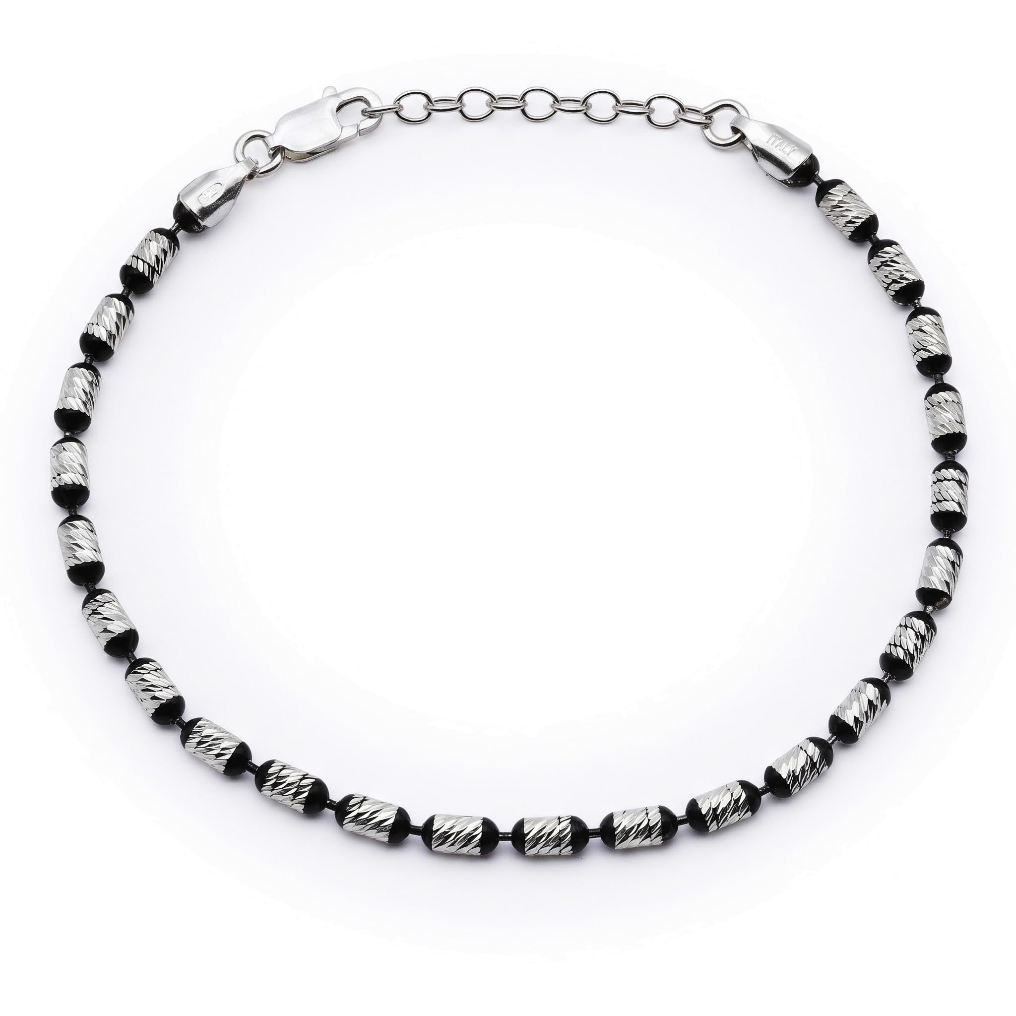 Aka Gioielli - Pulsera de barriles de 3 mm diamantados de plata 925 bicolor