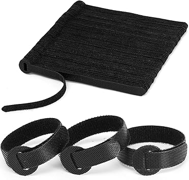 150PCS Reusable Fastener Straps - 6 Inch Cable Management Ties, Adjustable Hook & Loop Organizer Straps for Home, Office and Data Centers (Black)
