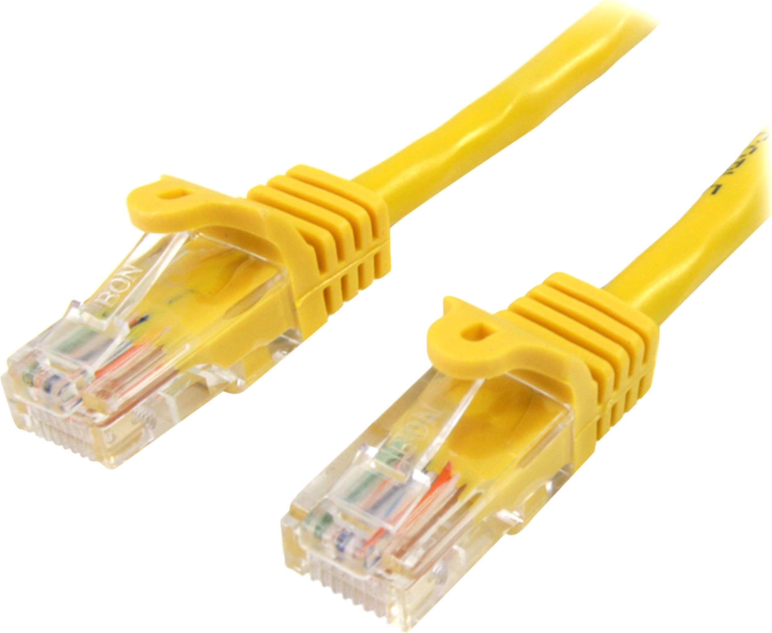 StarTech.com 1 m Yellow Cat5e Snagless RJ45 UTP Patch Cable - 1m Patch Cord - Ethernet Patch Cable - RJ45 Male to Male Cat 5e Cable (45PAT1MYL)