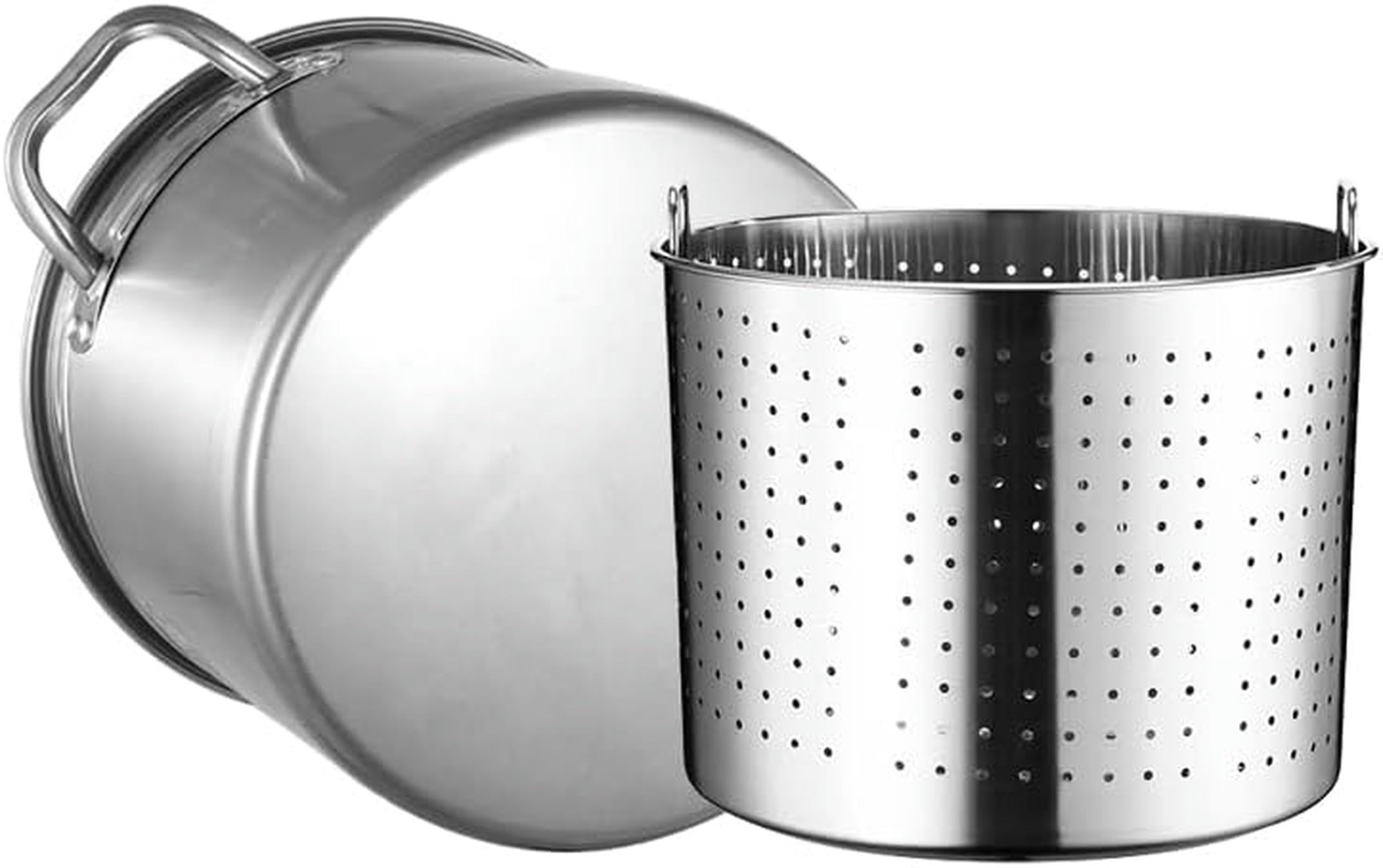 IUokLU Large Crab Seafood Boil Pot with Basket and Lid - Heavy Duty Stainless Steel Stockpot Deep Turkey Fryer Pot for Steaming Tamales,Shrimp,Crawfish,70L/63QT,50L/45QT (70L/63QT)