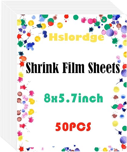 Hslordge 50 hojas de plástico retráctil, hojas de papel retráctil, hojas de película retráctil, semiparent, 8 x 5.7 pulgadas, 0.012 in, diseña tu