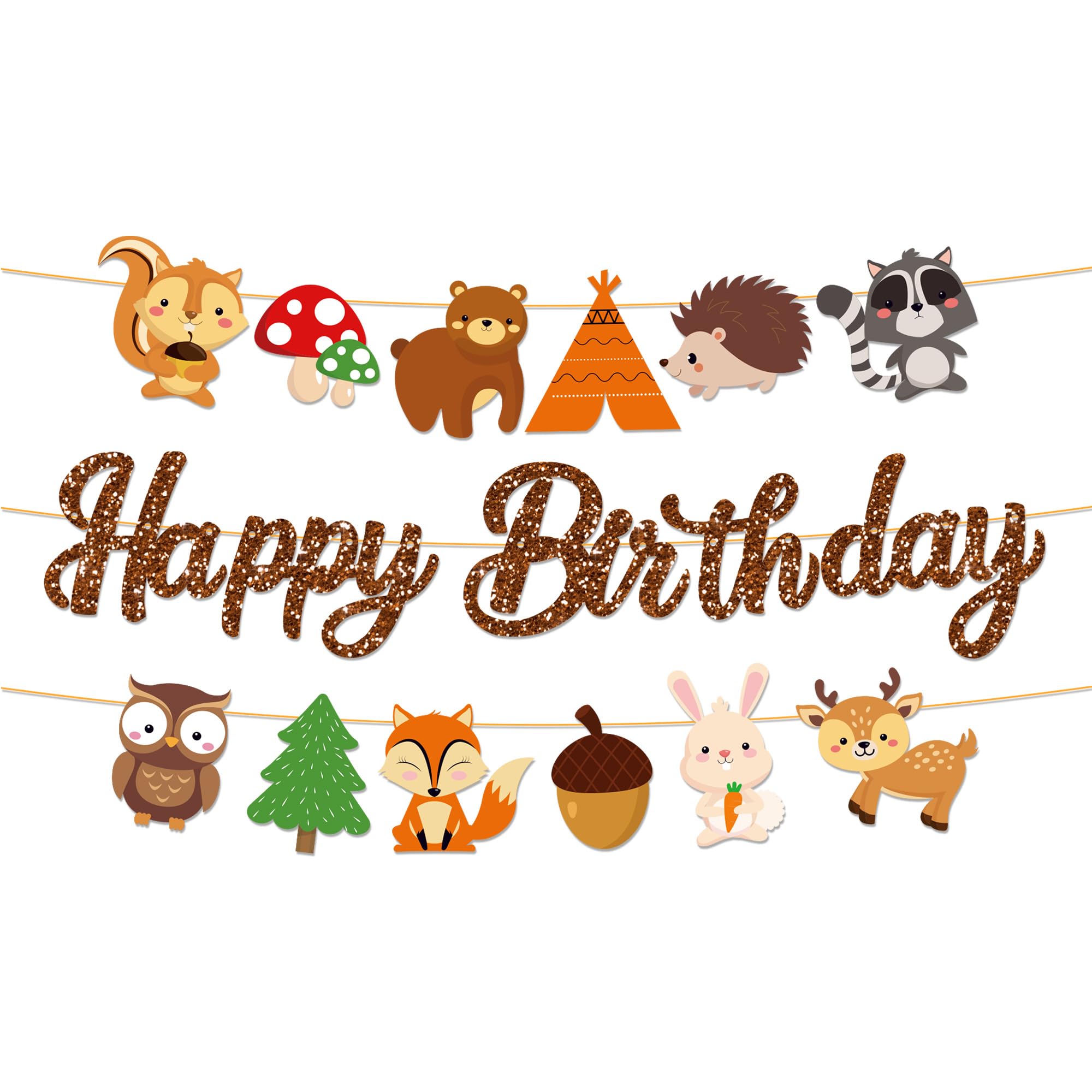 CC HOME Woodland Creatures Banner Forest Animal Friends Bunting Banner for Kids,Boys,Baby Shower,Birthday Party Decoration