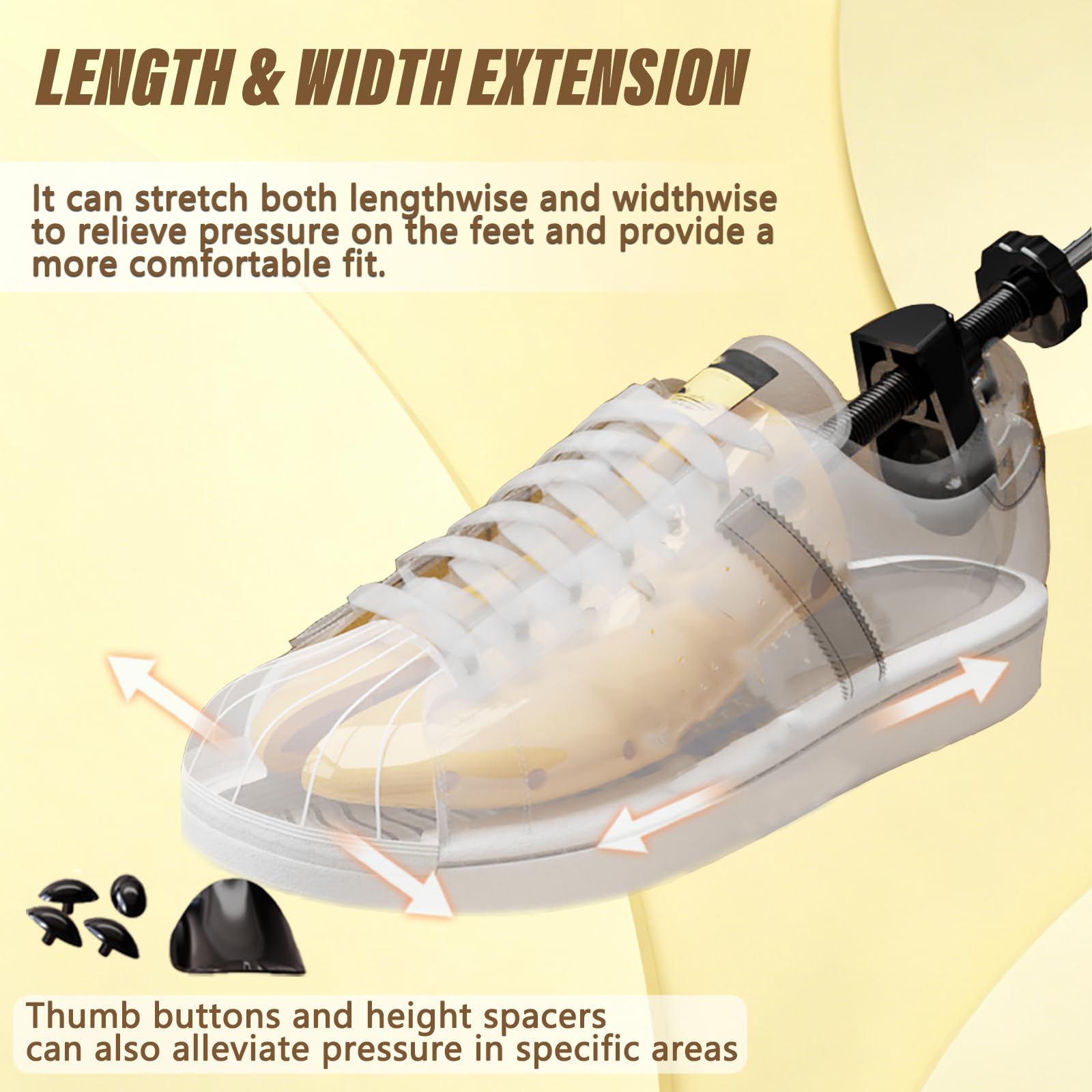 Estirador de zapatos de pies anchos, árboles de zapatos para hombres y mujeres, expansor de zapatos ajustable de 4 vías