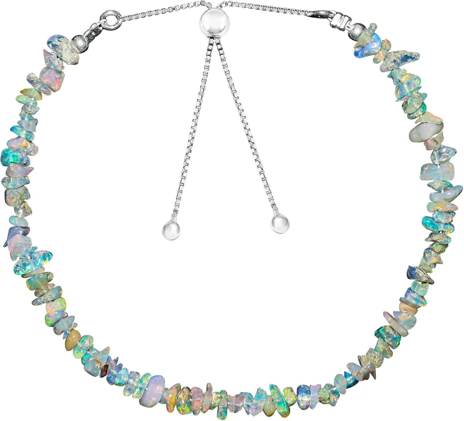 CRYSTALINES AAA Grade Natural Gemstones Uncut Chips Beads Bolo Bracelet, Polished Nuggets Stones, Handmade Boho Jewelry, Wicca & Reiki Healing Crystals, Christmas Gift for Women, 10inch