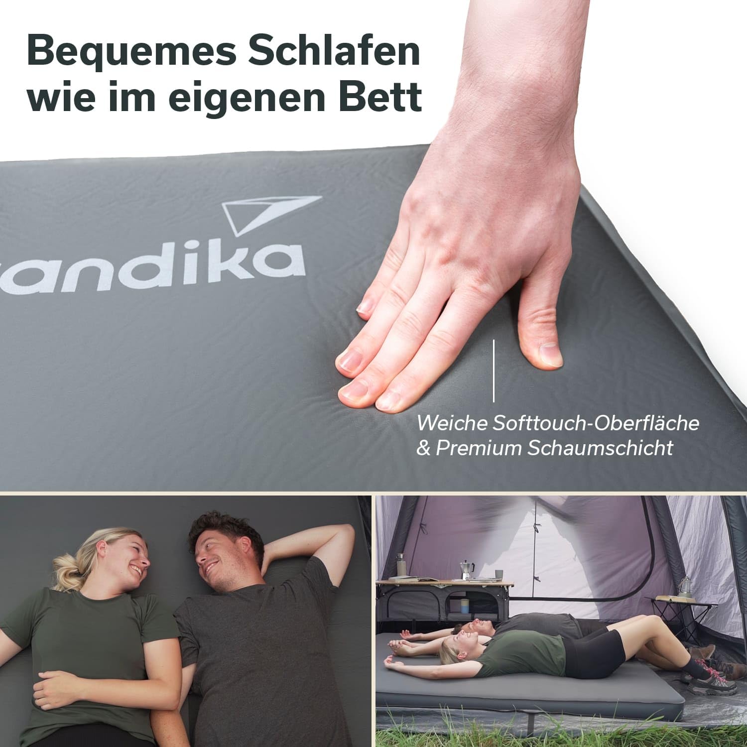 Skandika - Easy 3D Premium Single/Doble - Materassino Autogonfiante - Ideale per il Campeggio - Spessore 10 cm