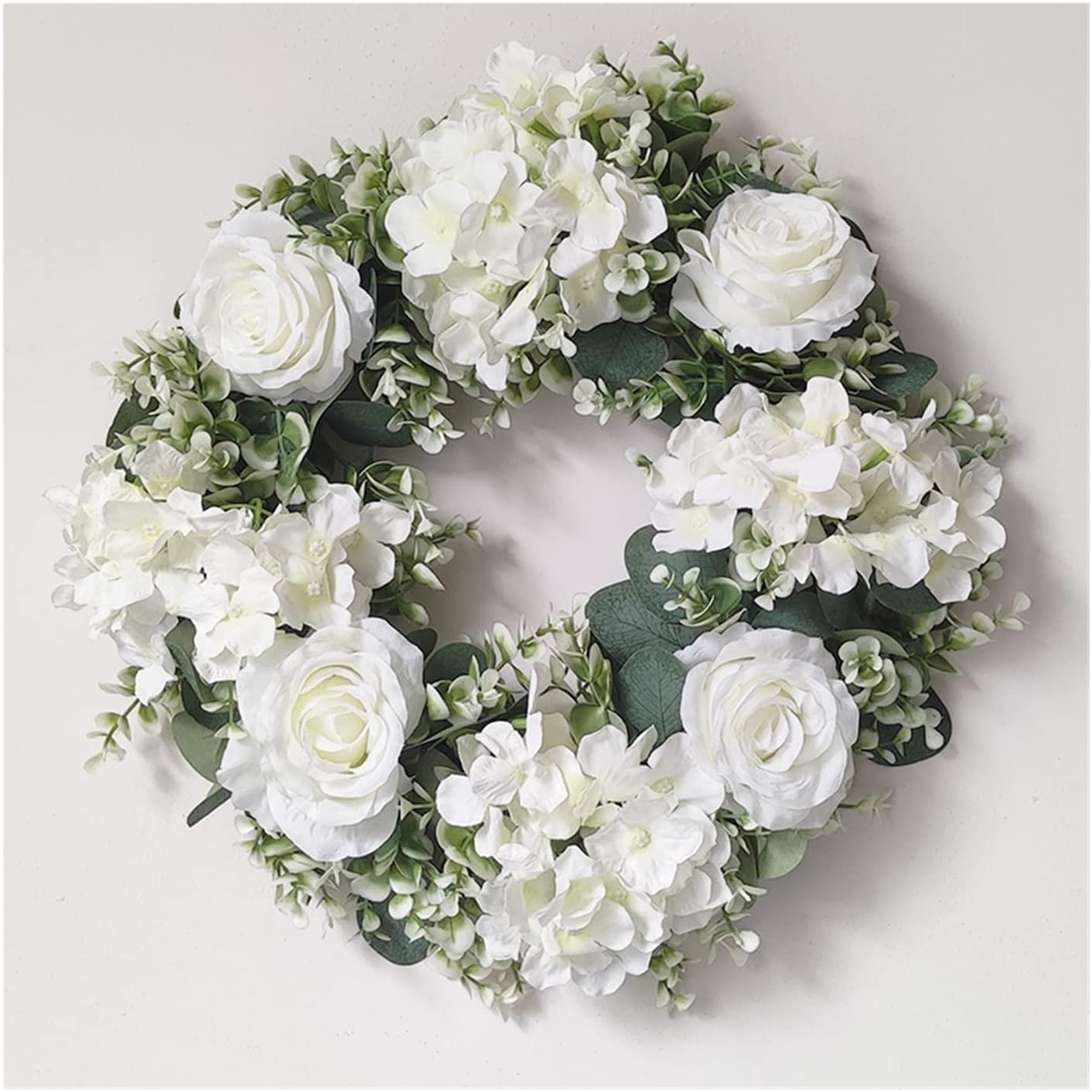 Hydrangea Green Leaves Eucalyptus Garland Home Decor Artificial Flower Wreath for Wedding Decoration Ornament