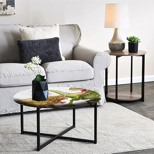 Miniatura 5 de Mantel elástico, mantel decorativo de dinosaurio para mesa de Rex contra Triceratops que se asustan entre sí, se adapta a mesas redondas de 61