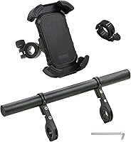 Vista 8 de Extensor de manillar de bicicleta con soporte para teléfono, barra de extensión de aluminio de 11.9 pulgadas, se adapta a barras de 18–34mm, soporte