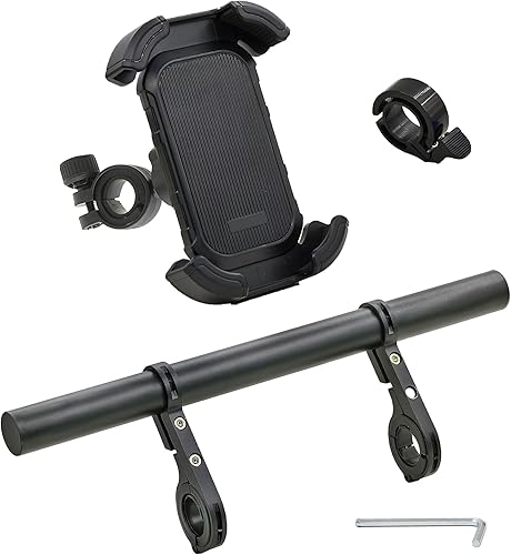 Extensor de manillar de bicicleta con soporte para teléfono, barra de extensión de aluminio de 11.9 pulgadas, se adapta a barras de 18 a 1.339 in,