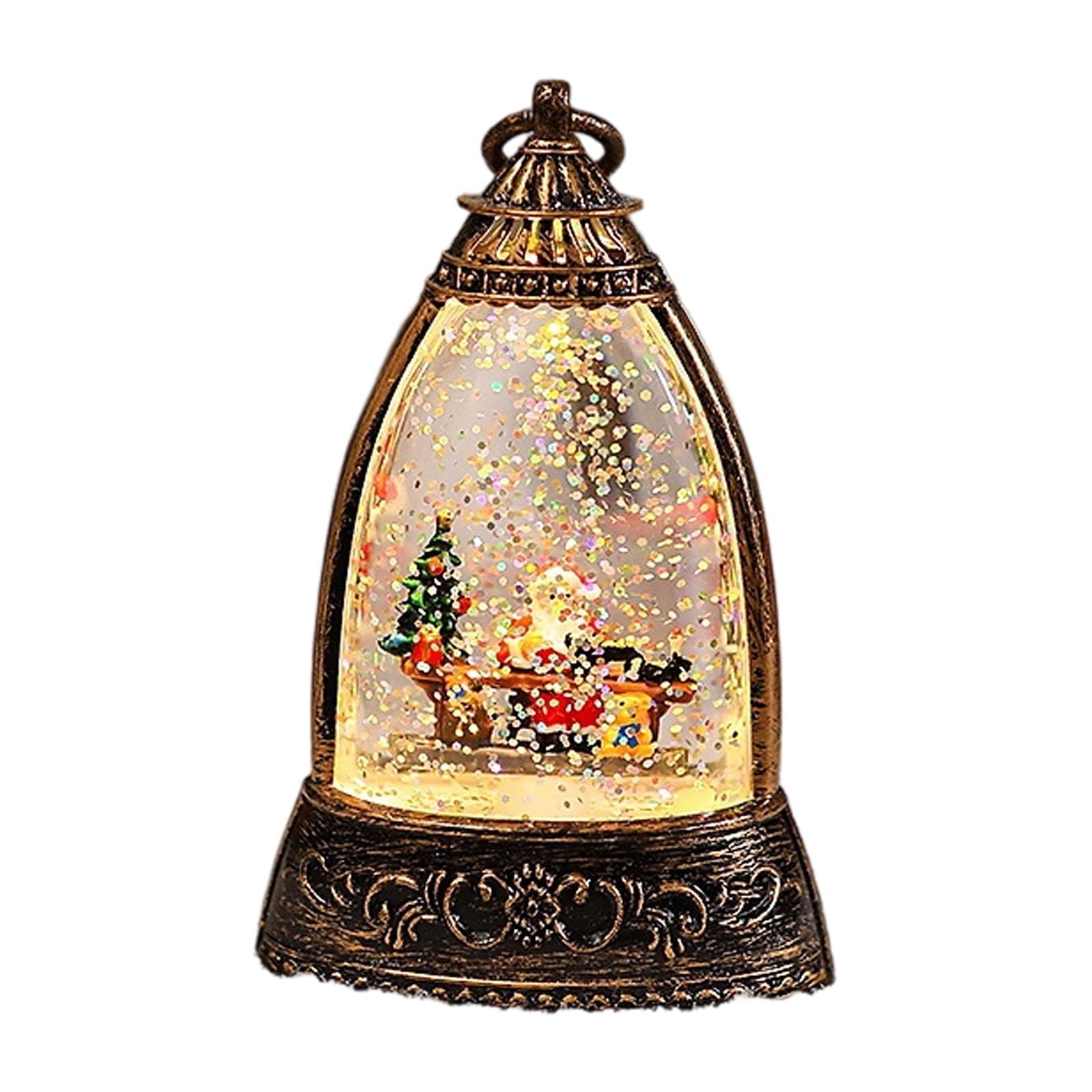 Nucelit Portable Bells Shape Christmas Night Light, Swirling Glitter Snow Globes Table Lamp for Kids Bedroom Holiday Ornament Family Gathering Festive Light