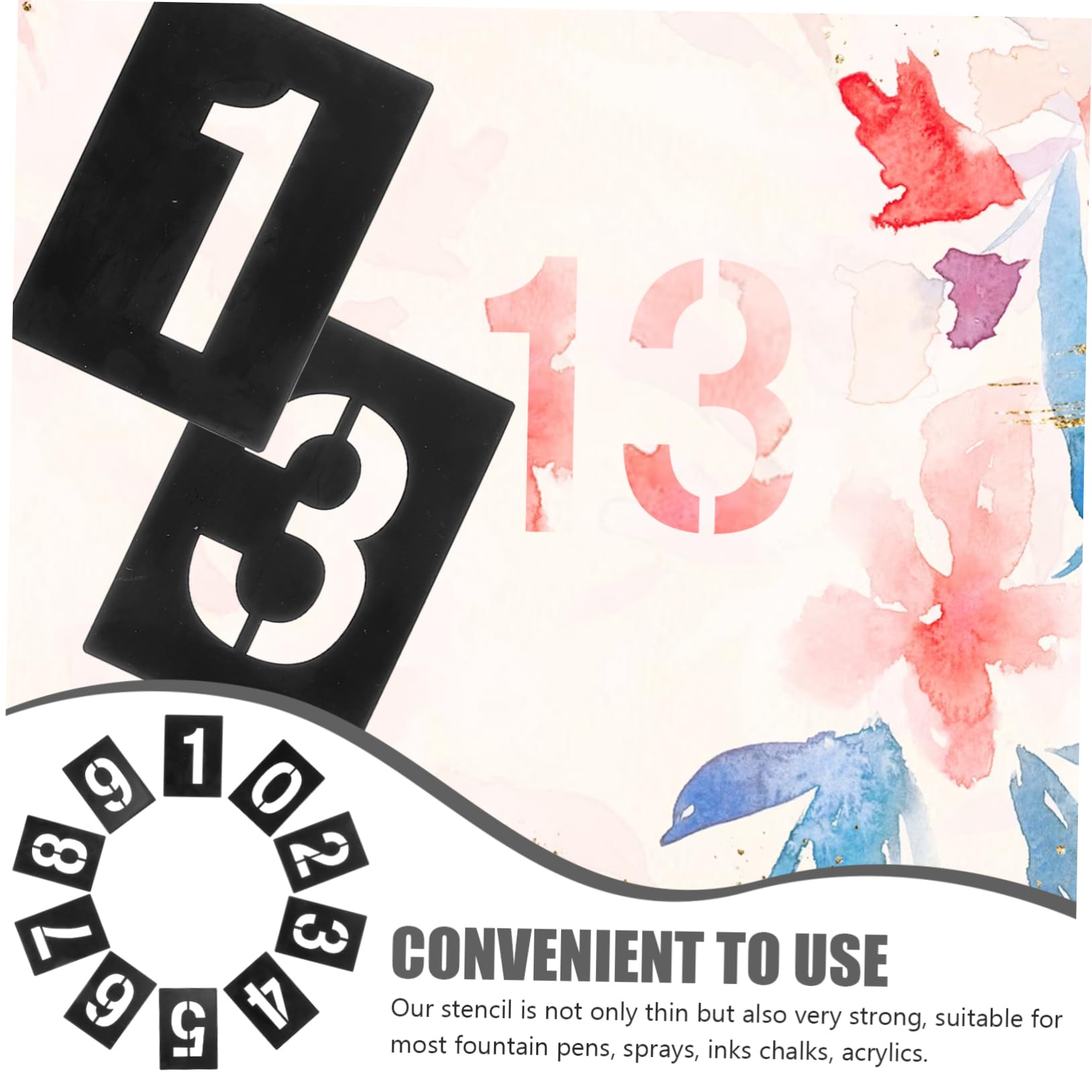 HOMSFOU 3 Set Stencil Riutilizzabili per Template per Etichettatura e Te Facili Usare e Leggeri