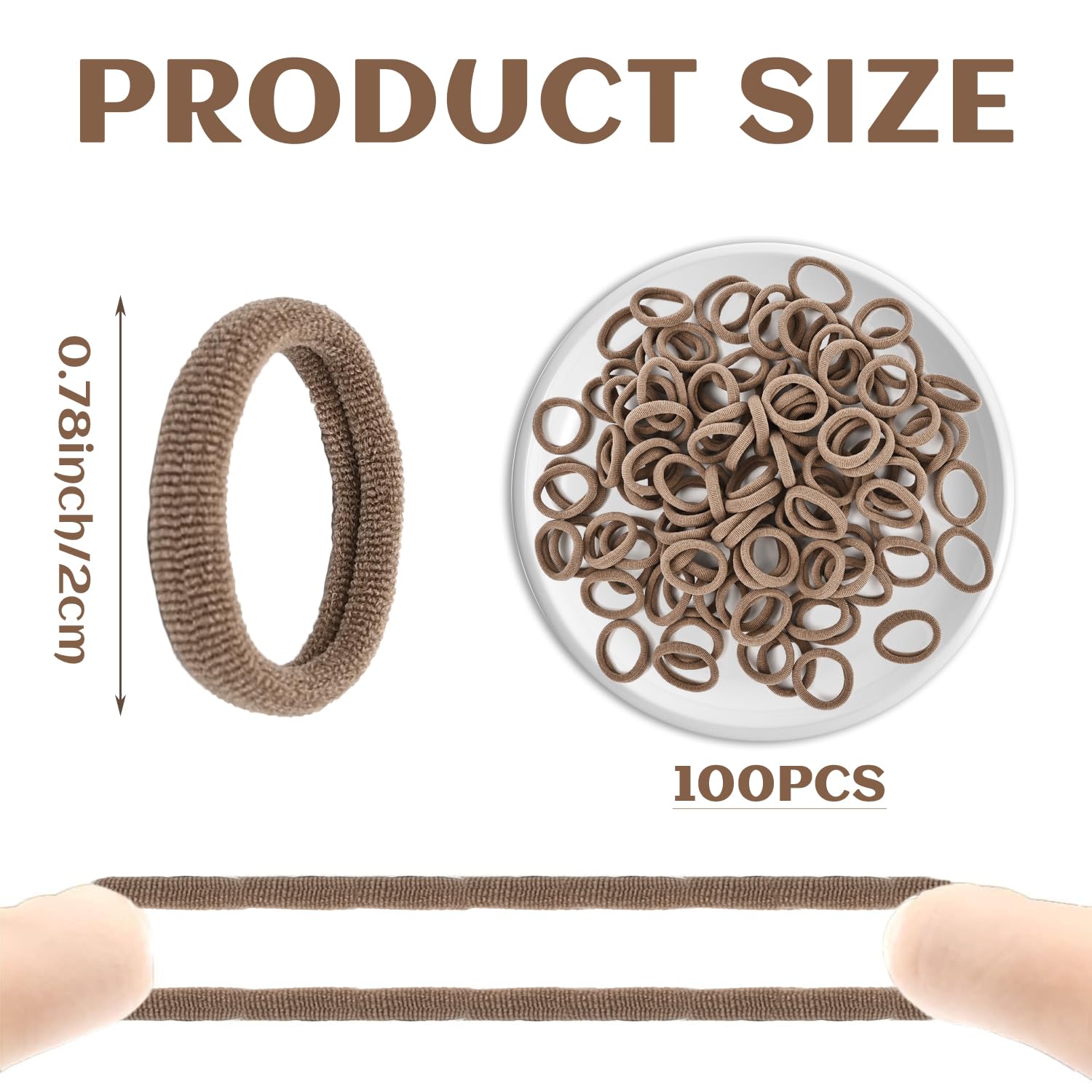 100 Pcs Baby Hair Bands, Toddler Hair Accessories Baby Hair Bobbles Mini Soft Small Hair Bands for Girls Kids Toddlers Women (Brown) - Image 2