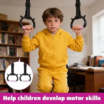 Gymnastics Rings for Kids Bars,Gymnastic Rings Gymnastics Rings,Children's Adjustable Strap Strength Training Rings for Physical Training Used with Indoor Horizontal Bar Load-Bearing 250kg Non-slip