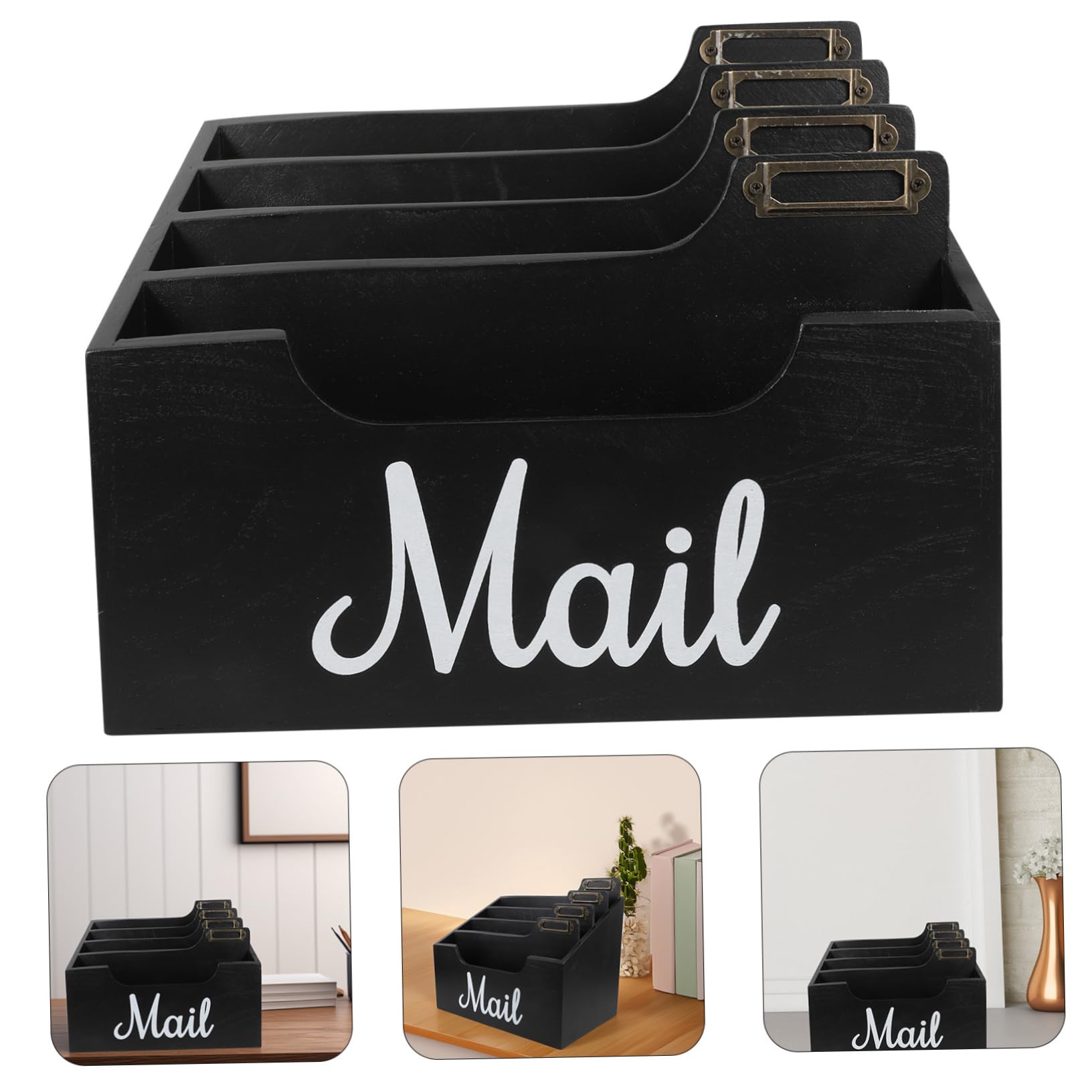 Organizador de Escritorio de Madera con Compartimentos Múltiples para Almacenamiento de Correspondencia para Oficina y Diseño Rústico y Funcional para Usar y de Limpiar