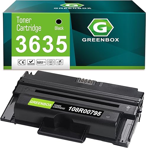 GREENBOX Cartucho de tóner compatible con 3635 108R00795 de alto rendimiento para impresoras MFP Xerox Phaser 3635 (negro, 1 paquete) - 10,000