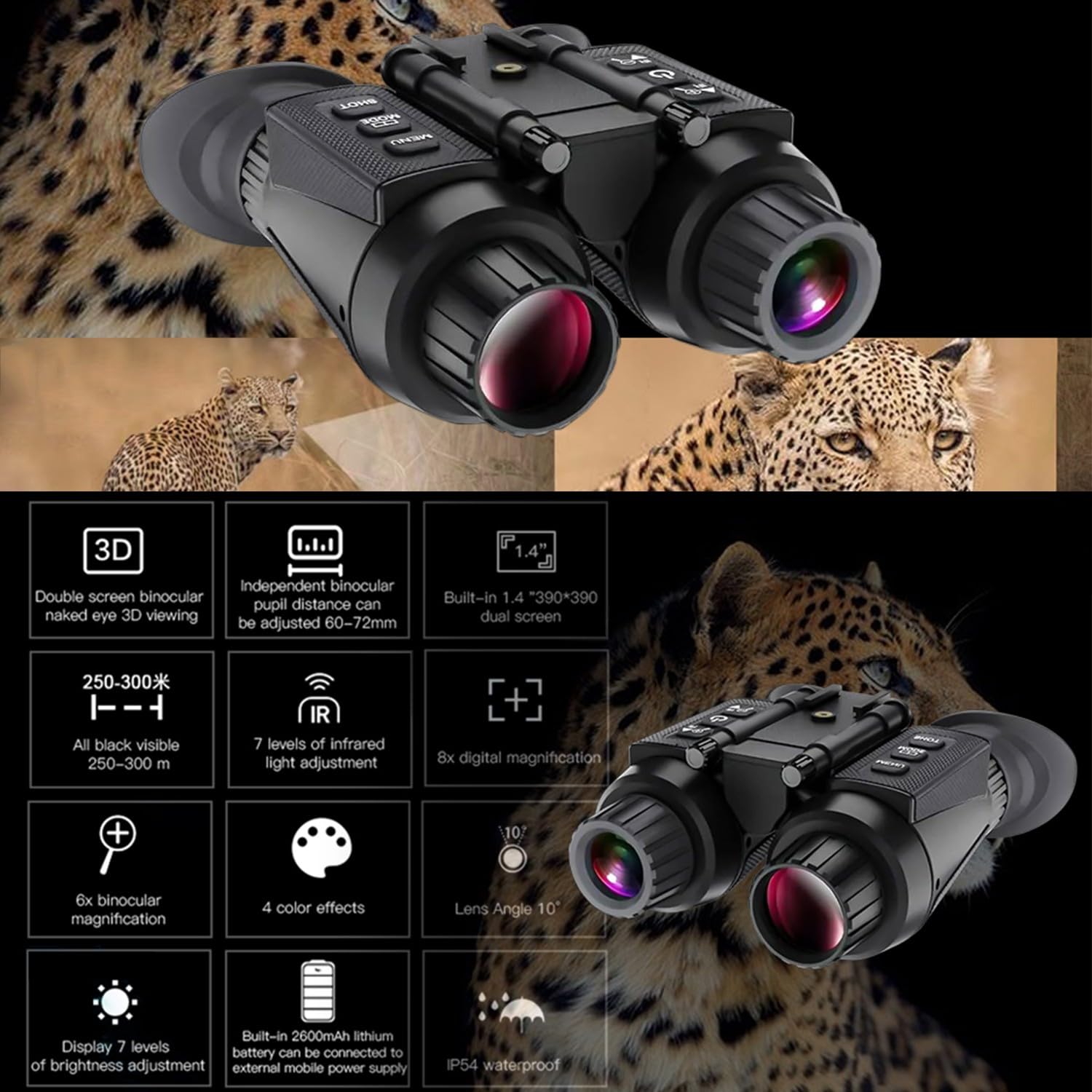 Visore Notturno Binoculare 4K Per Casco - Zoom 8x | Infrarossi | Portata 300m | Scheda 32G Inclusa - Foto 2