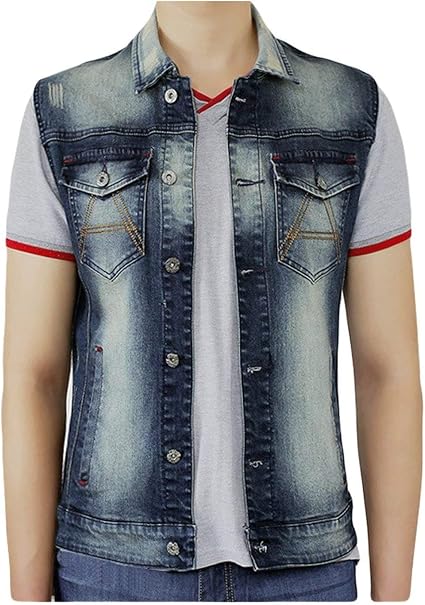 Moda para Hombre Casual Slim Fit Chaleco Tamaños Cómodos Sin Mangas Solapa  De Mezclilla Chaleco De Trabajo Chalecos De Mezclilla Apenado Chaleco Ropa  (Color : Azul, Size : M): Amazon.es: Ropa