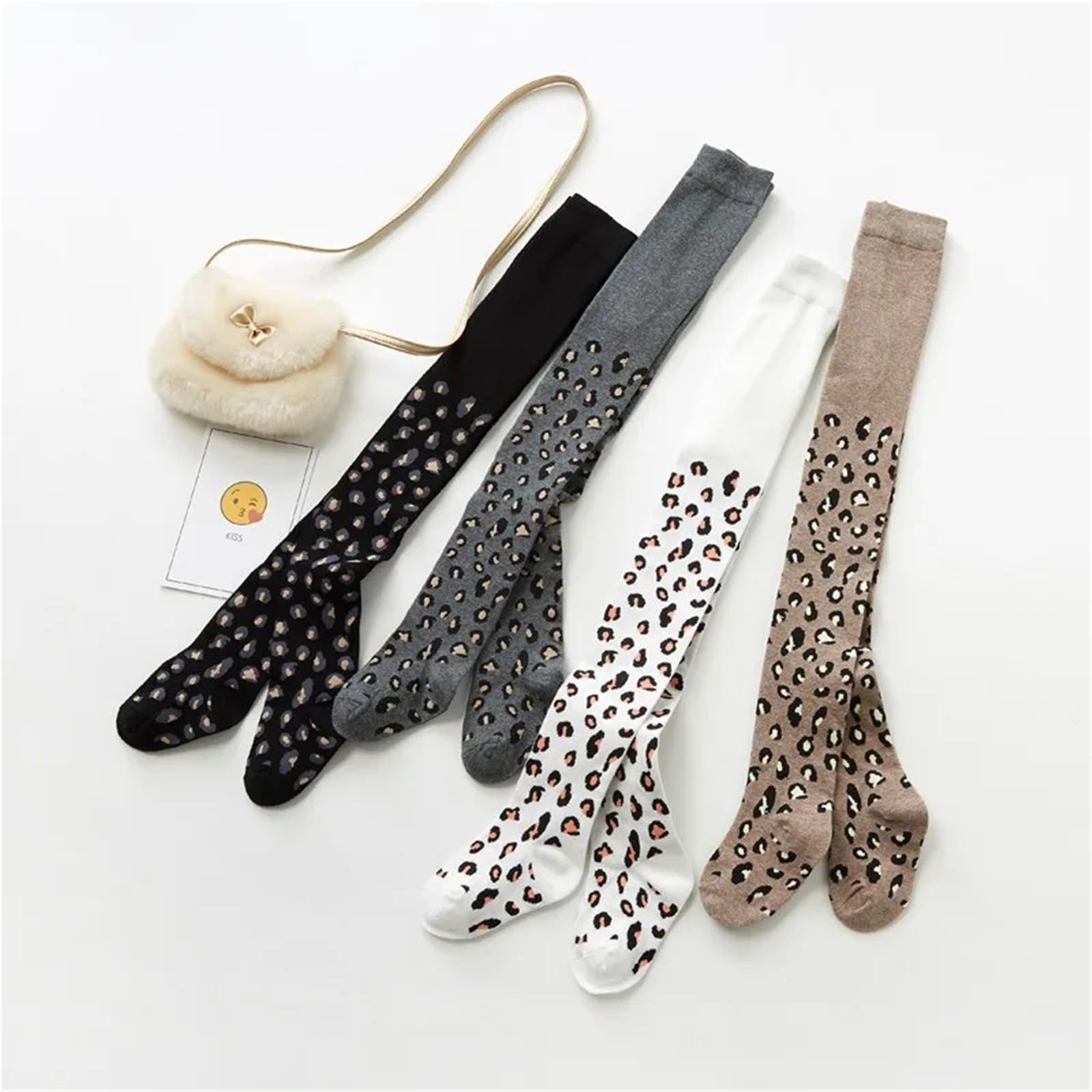 Spring and Autumn Children’s Pantyhose Cotton Fashion Leopard Print Kids Comfortable & Breathable Tights for Girls(GRAY,L)
