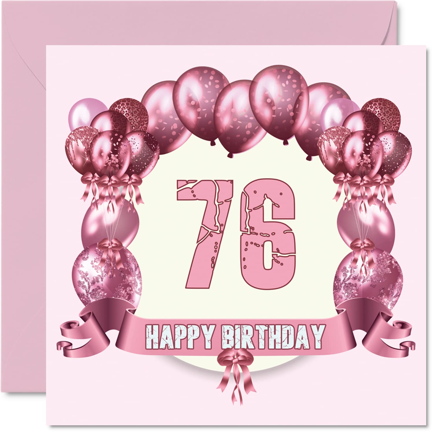 Fun 76th Birthday Cards for Woman - Birthday Balloons - Card for Dad Mum Great Grandad Grandpa Nanny Grandma Gran Uncle Auntie, 145mm Greeting Cards, 76th Card
