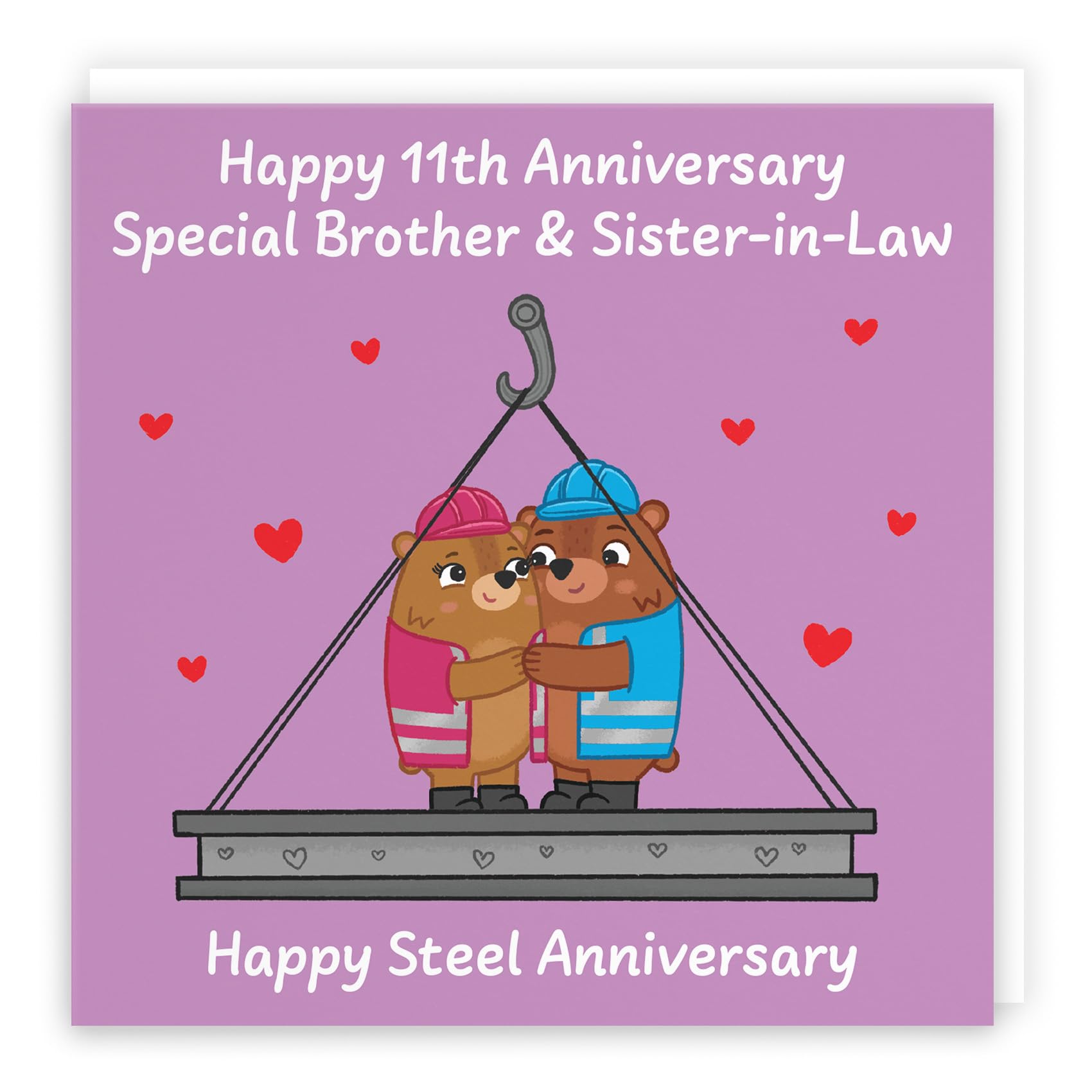 Hunts England, Brother And Sister In Law 11th Anniversary Card, Steel Anniversary, 11 Years