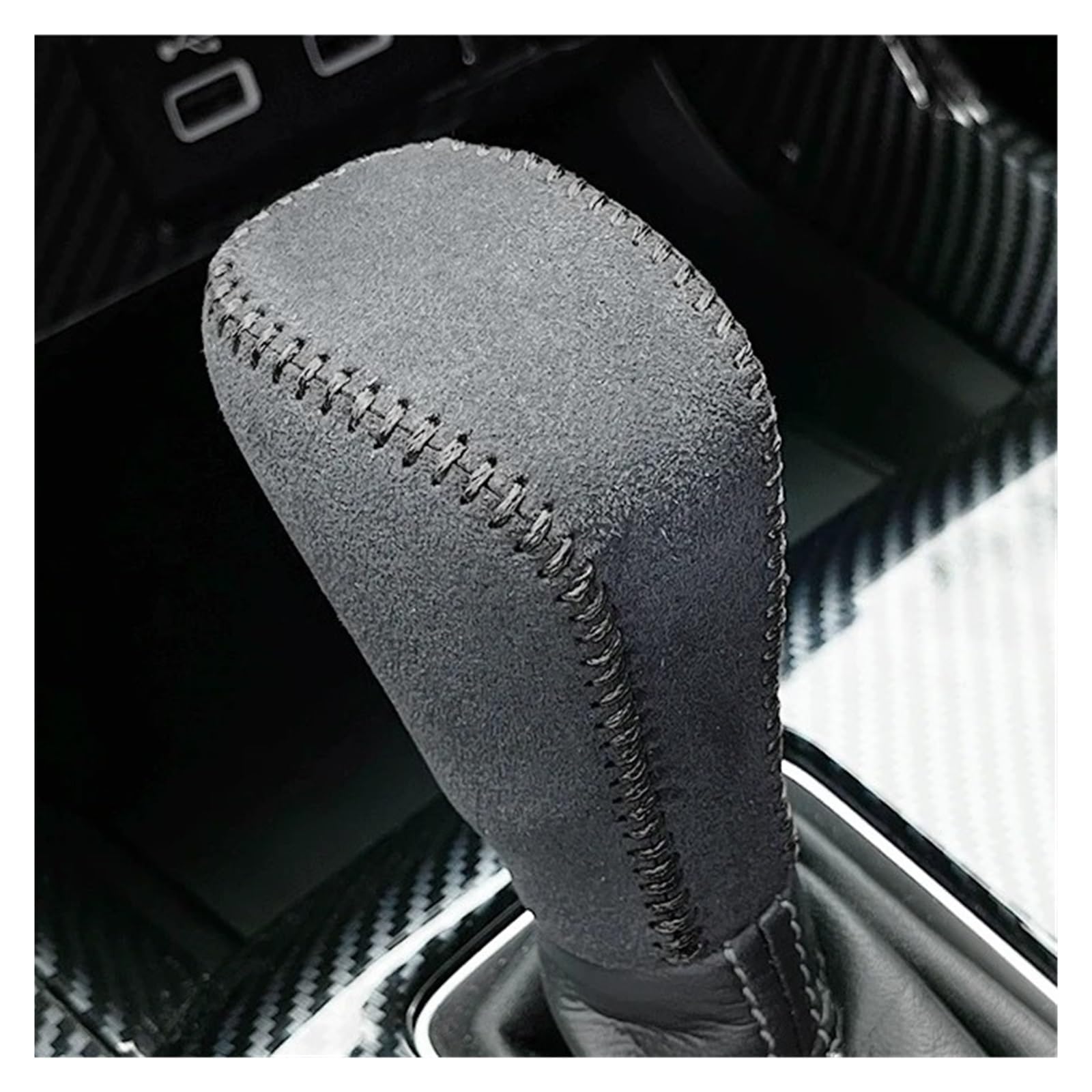 tusgt Gear Shifter Knob Head for ZRV 2023 Leather Gear Shifter Protector Head Cover(Suede Black Thread)
