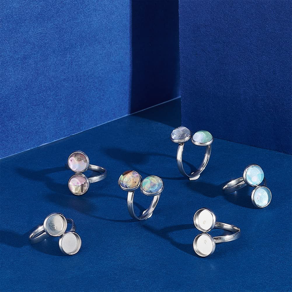 UNICRAFTALE 4 set 2 kleuren open string productie kit brede ring koepel wit metaal met glas cabochon ring goud lunette trays UNICRAFTALE 4 set 2 kleuren open string productie kit brede ring koepel wit metaal met glas cabochon ring goud lunette trays