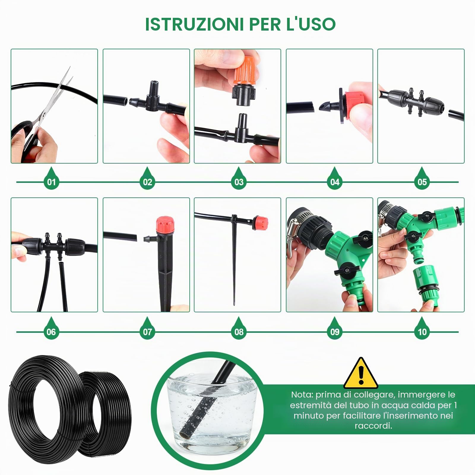 315 PCS Kit Irrigazione a Goccia per Orto con 60+15 m Tubo, Impianto Irrigazione Giardino Professionale, Sistema di Irrigaziona per Giardino Piante, Serra, Balcone Vasi, Impianto Prato