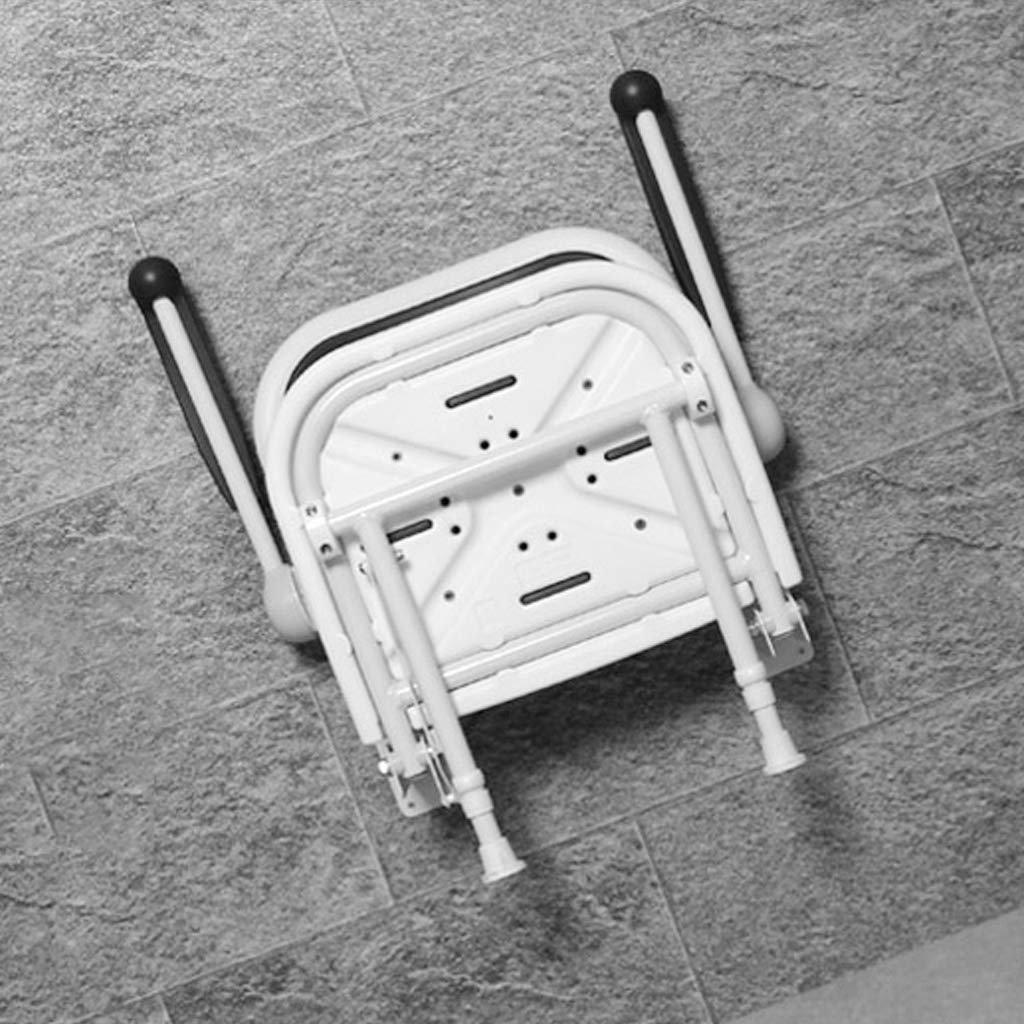 Plegar Silla de Ducha Soporte de Pared médico Taburete De Baño Asiento Antideslizante con apoyabrazos de Respaldo, Independencia y Estabilidad, para Ancianos discapacitados