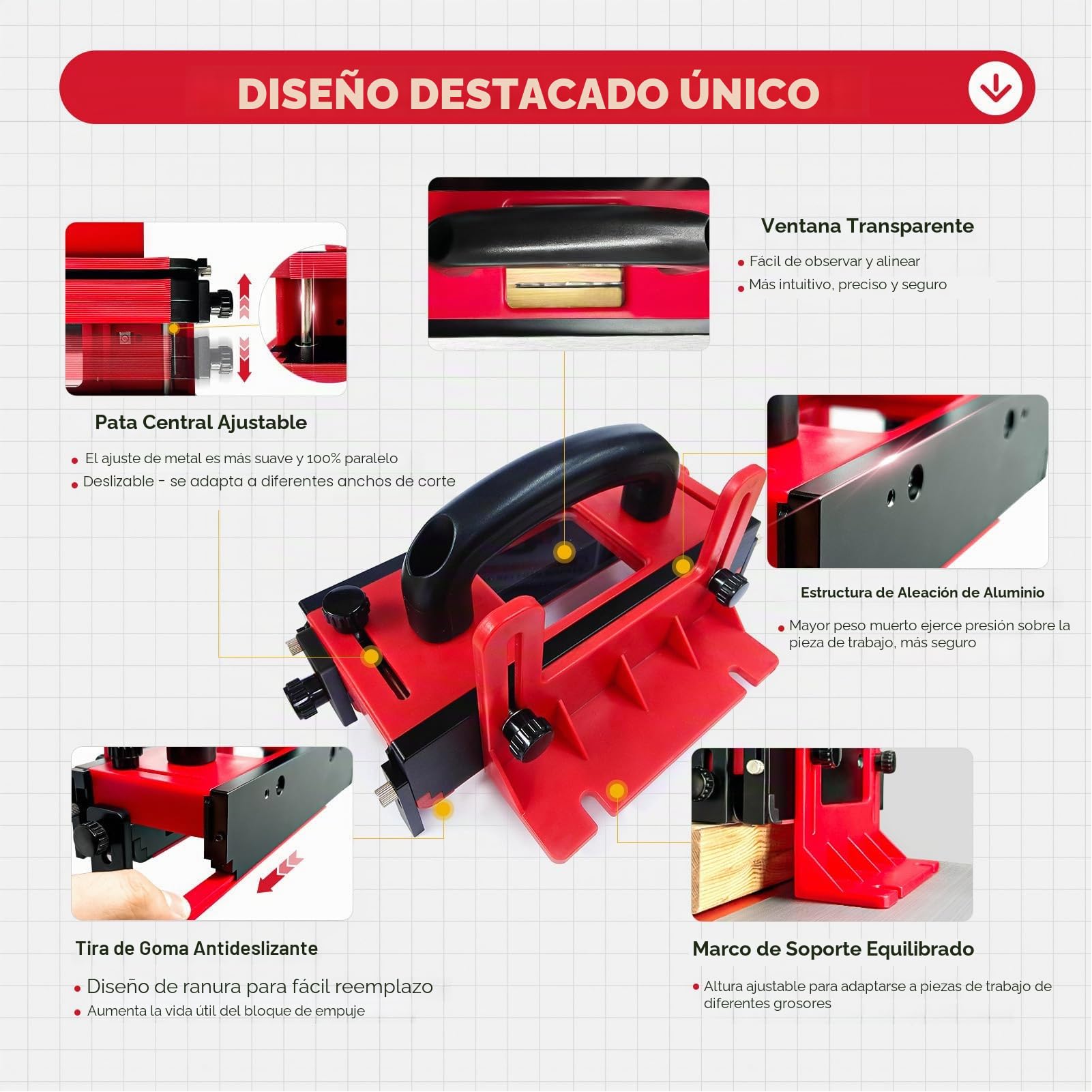 Asixxsix Bloque de empuje para sierra de mesa, bloque de empuje con mango ergonómico y almohadilla antideslizante, bloque de empuje ajustable para sierras de mesa, mesas fresadoras